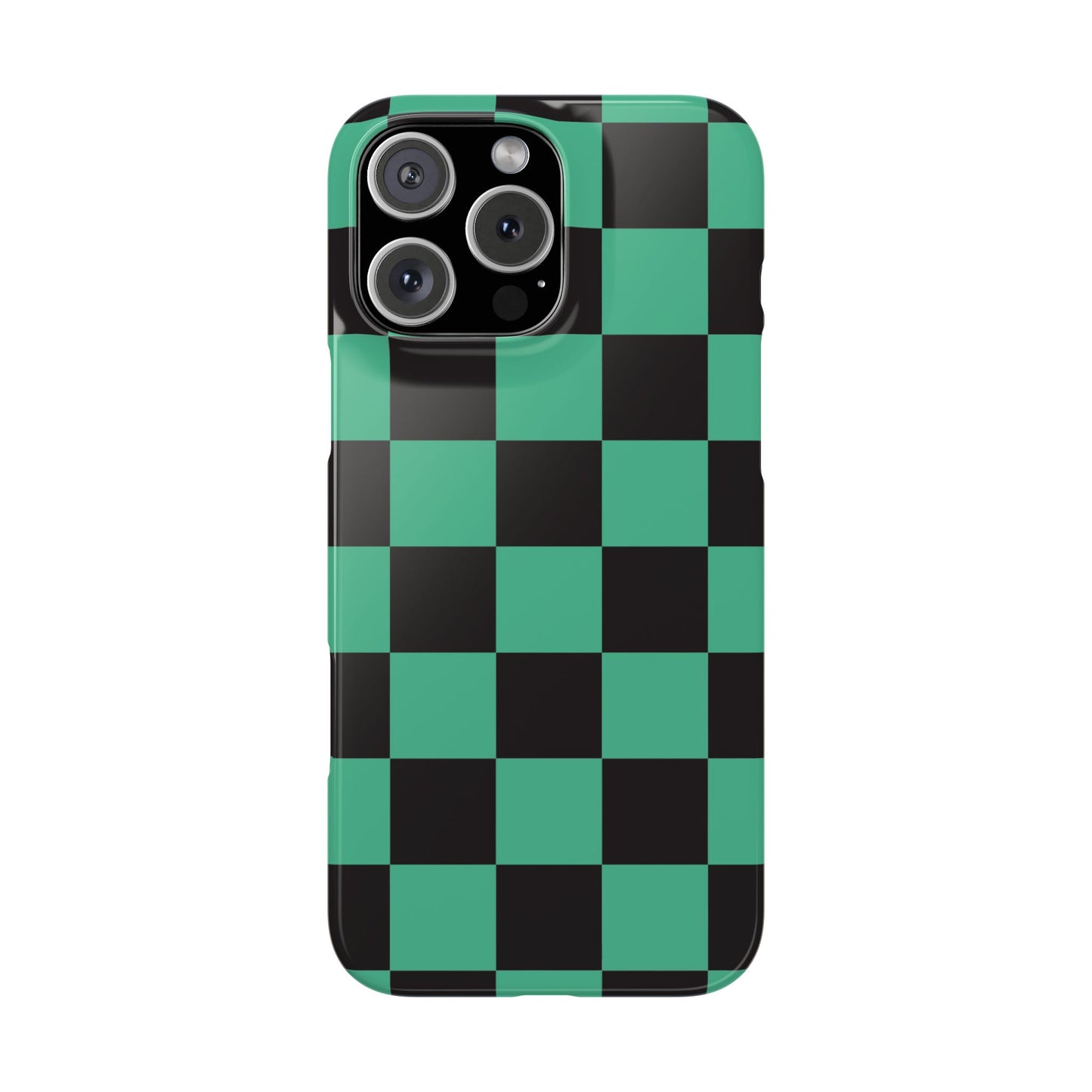 Checkered Teal Snap Case — Black & Teal Phone Cover
