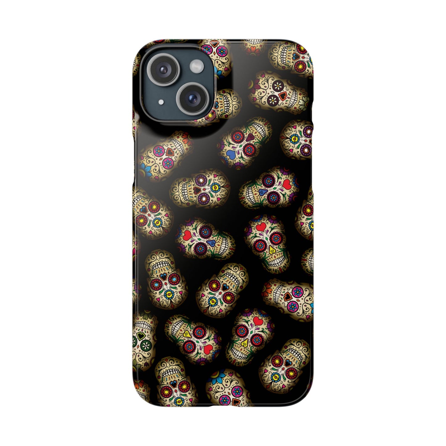 Sugar Skull — Day of the Dead Floral Slim Case for Apple iPhone, Samsung Galaxy and Google Pixel.