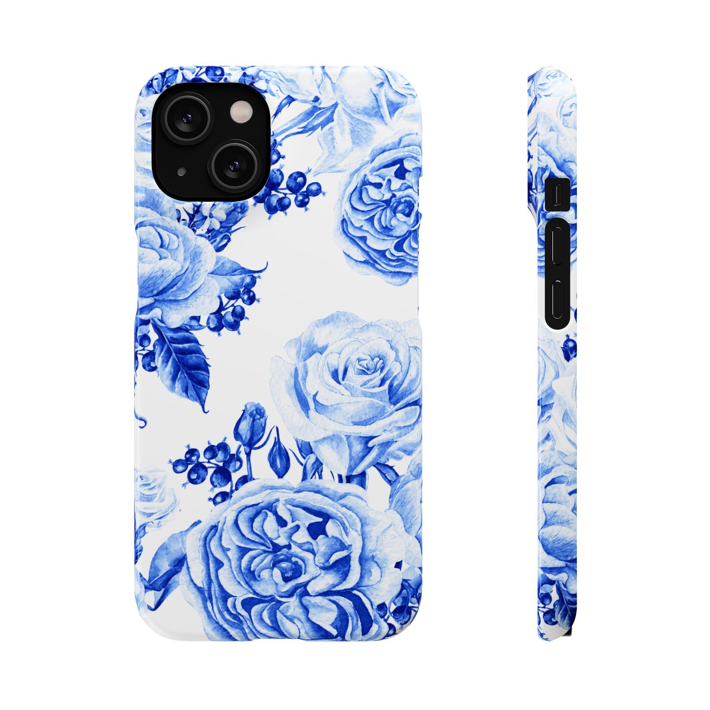 Blue Porcelain Floral Snap Phone Case — Vintage Rose Pattern