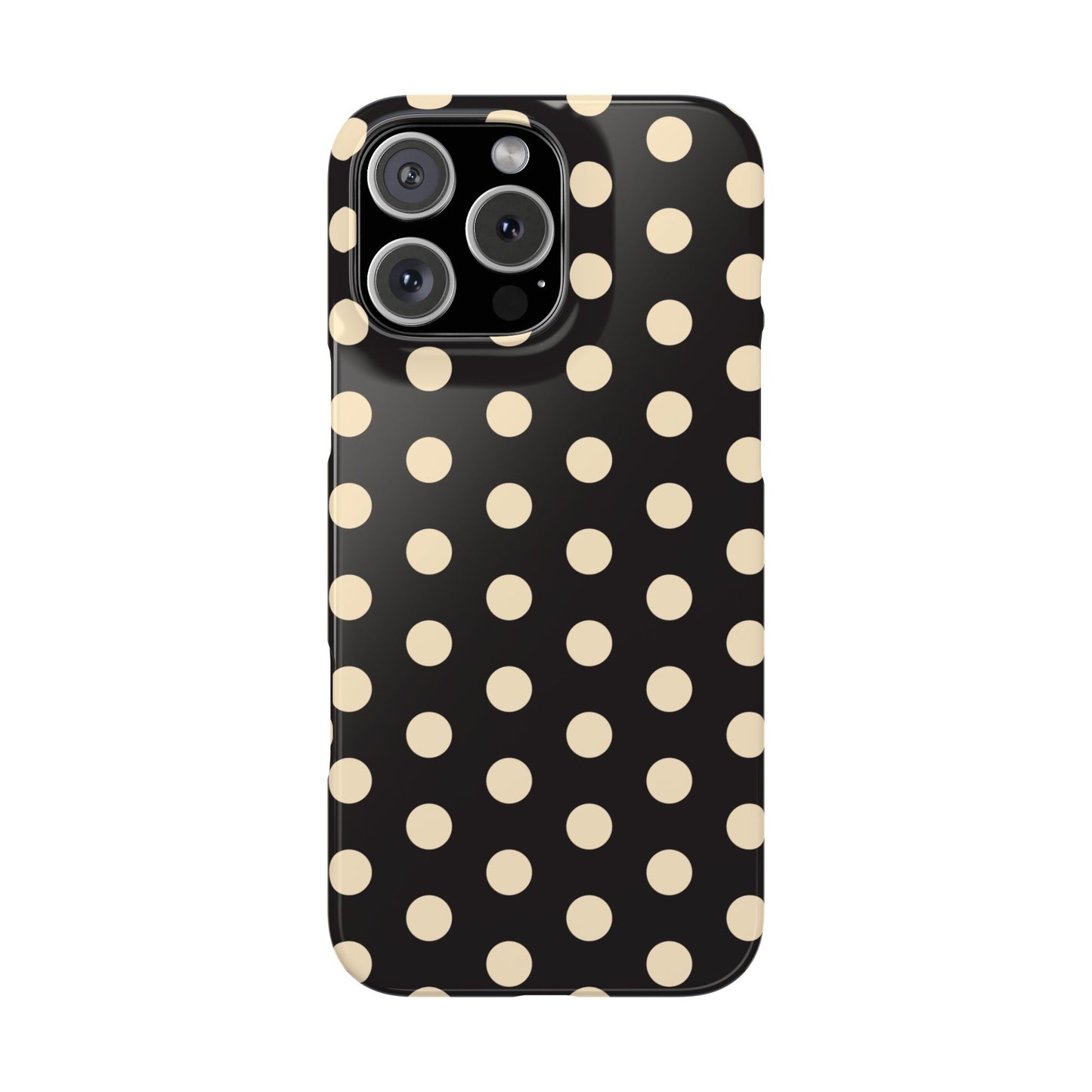 Polka Dot Snap Phone Case — Classic Black & Cream Retro Dots