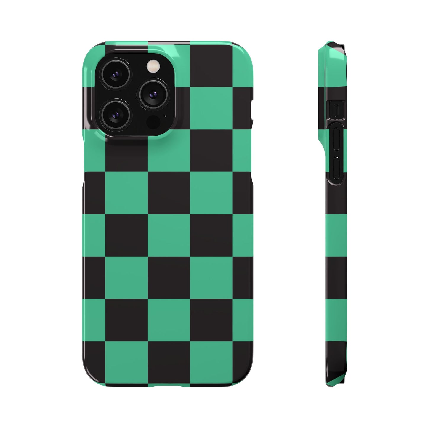 Checkered Teal Snap Case — Black & Teal Phone Cover