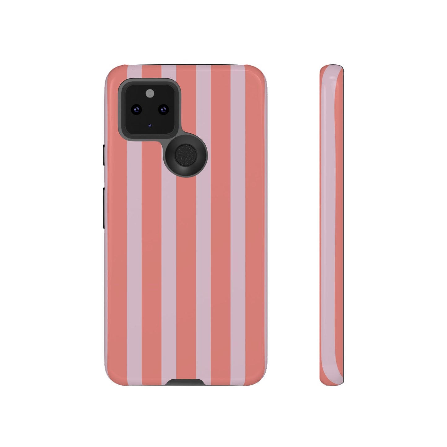 Pink Striped Tough Phone Case — Durable Protective Cover