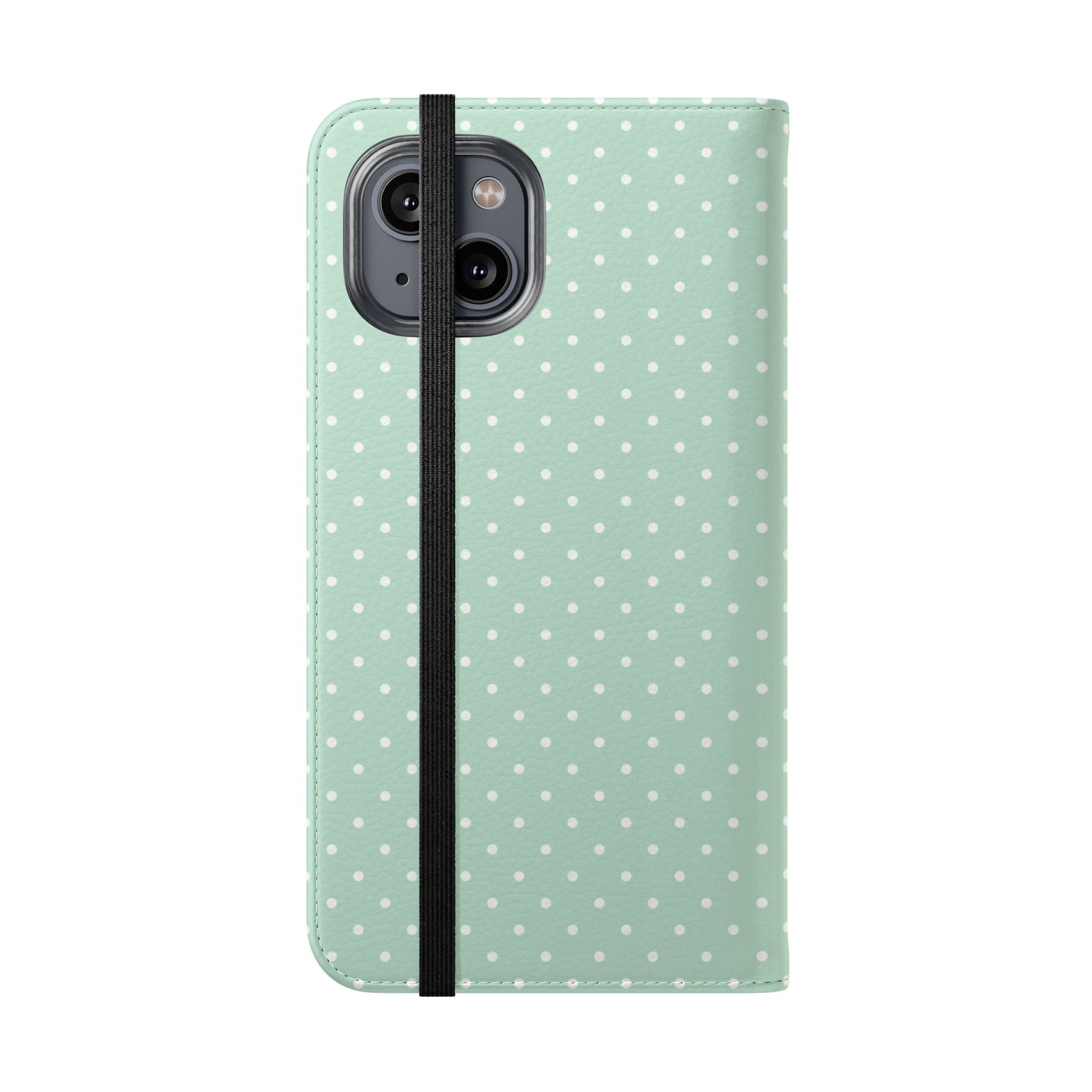 Polka Dot Flip Phone Case — Pastel Green-White Polka Dot Wallet Cover