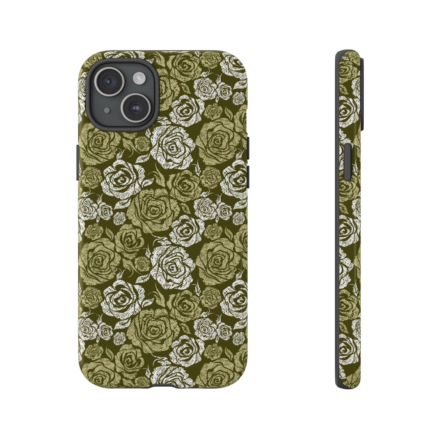 Floral Olive Rose Pattern Tough Phone Case