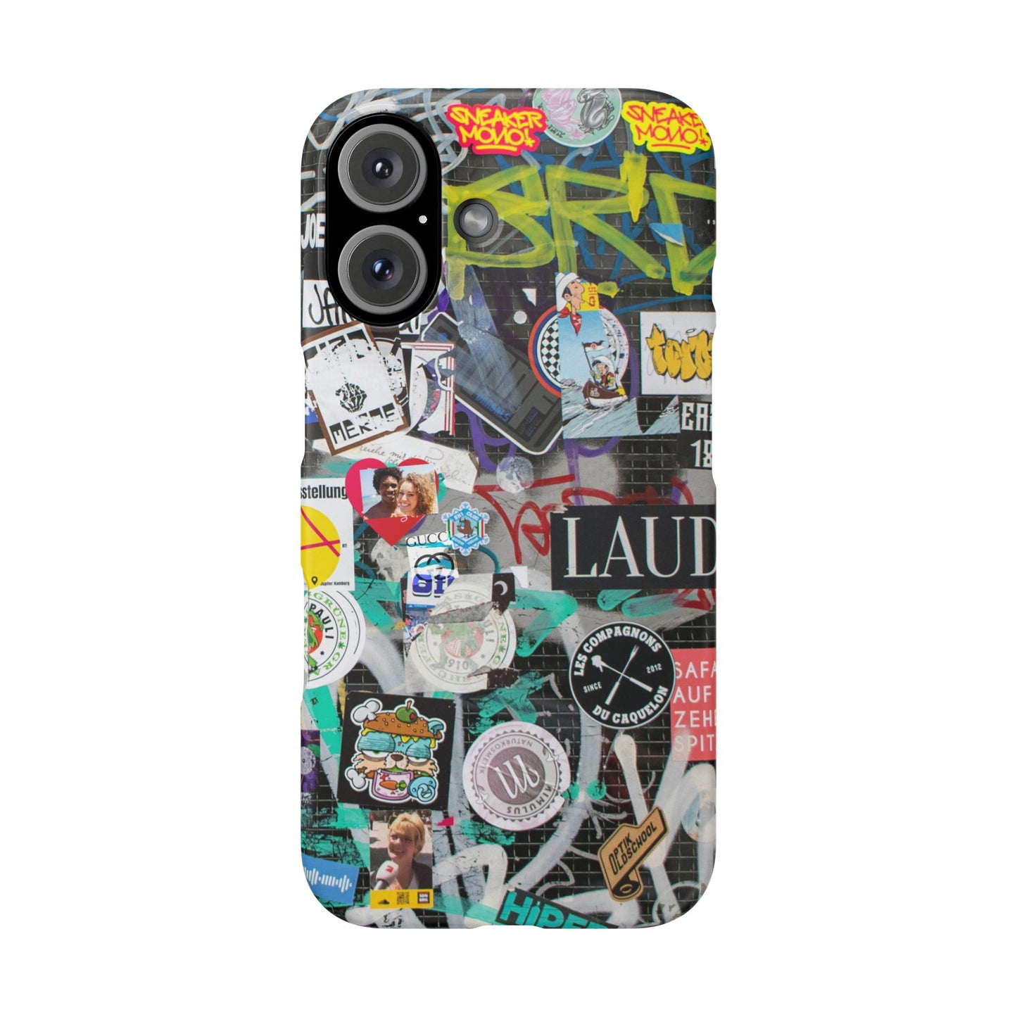 Sticker Bomb Personalised Graffiti Slim Phone Case for Apple iPhone, Samsung Galaxy and Google Pixel.
