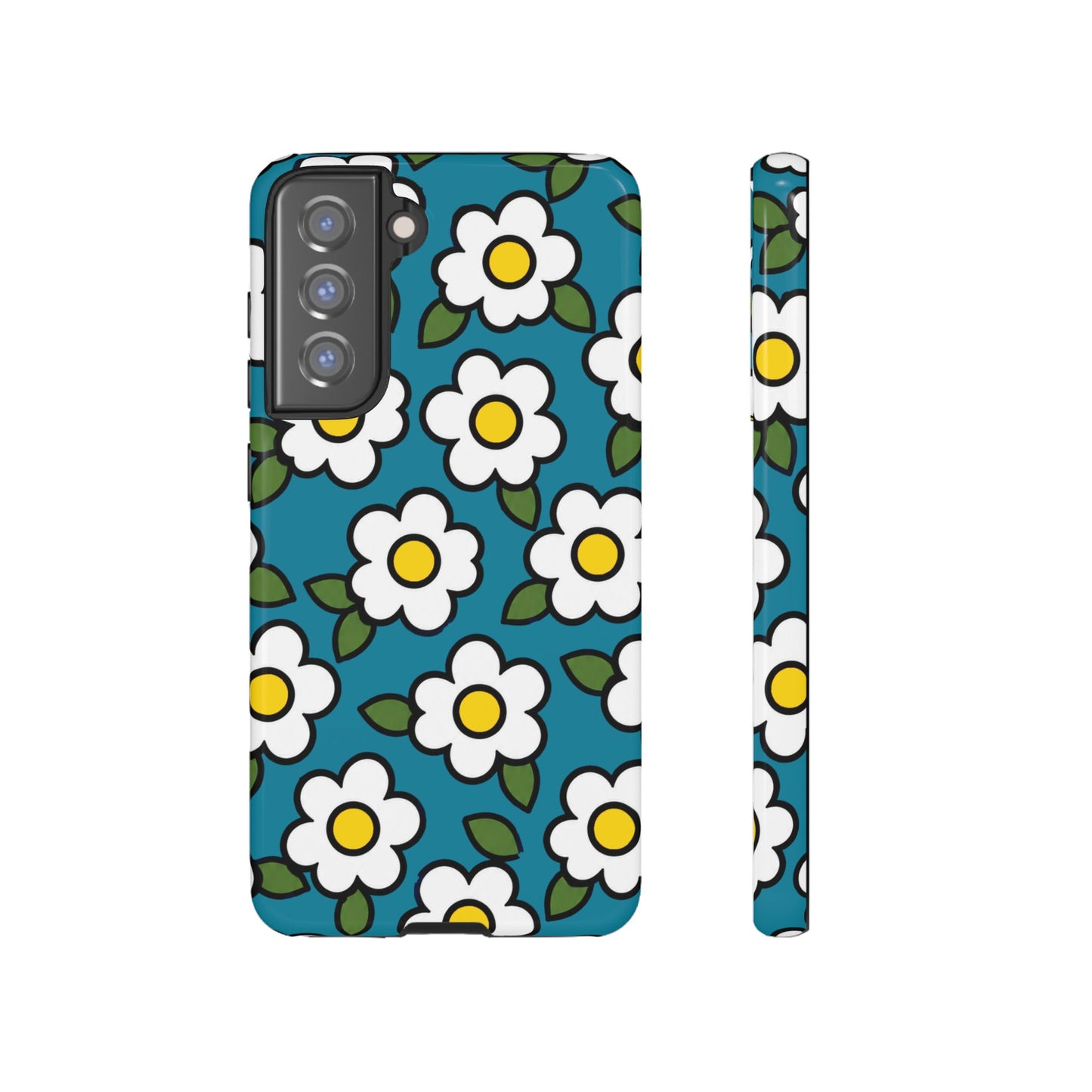 Blue Daisy Tough Phone Case — Floral Protective iPhone Cover