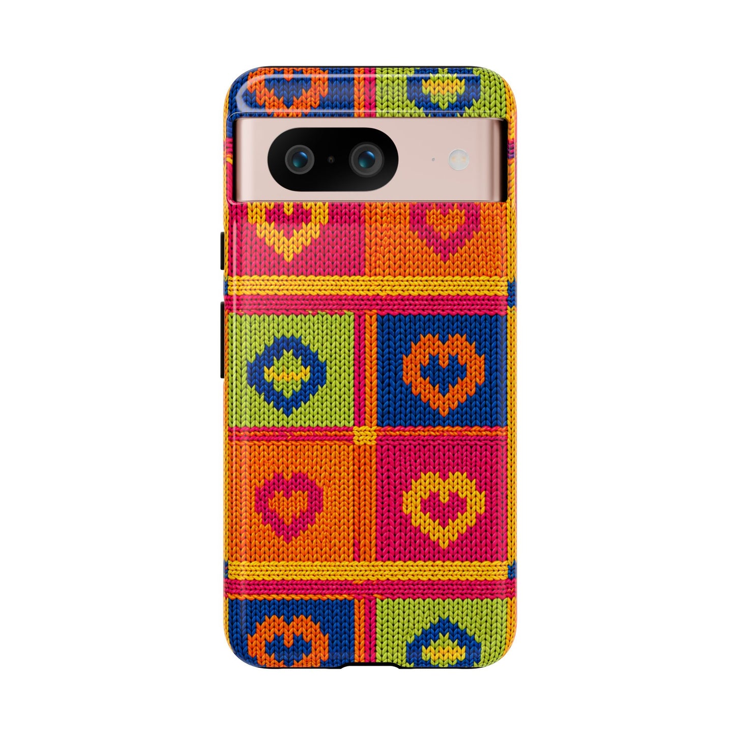 Retro Knit Pattern Heart Patch Tough Phone Case