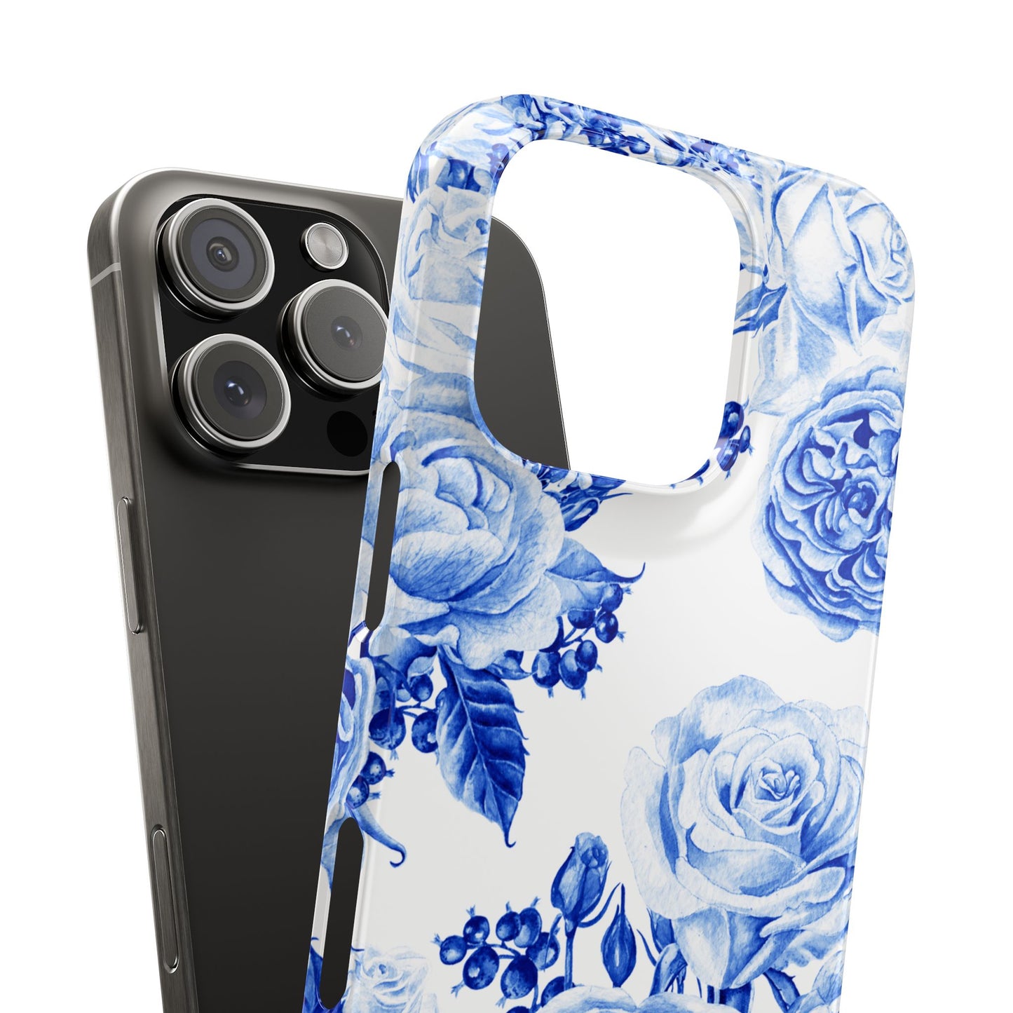 Blue Porcelain Floral Snap Phone Case — Vintage Rose Pattern