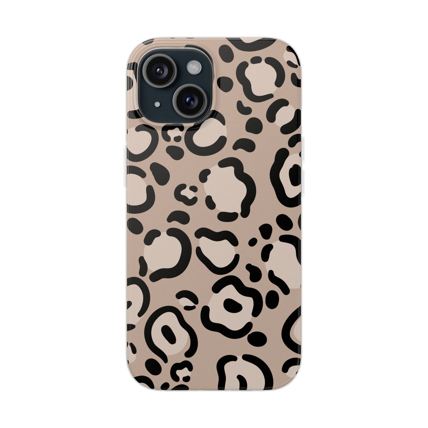 Beige Black Leopard Print Flexi Case for Apple iPhone and Samsung Galaxy.