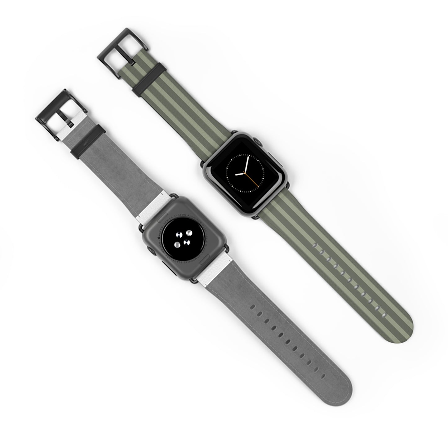 Striped Olive Green Watch Band — Durable Silicone Apple Watch Strap