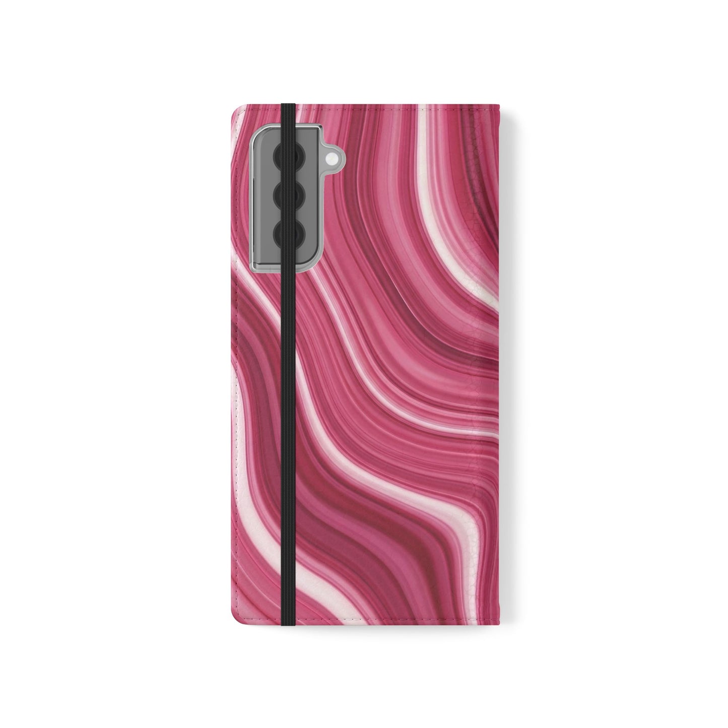 Pink Marble Swirl Flip Case — Wallet Phone Cover with Card Slots