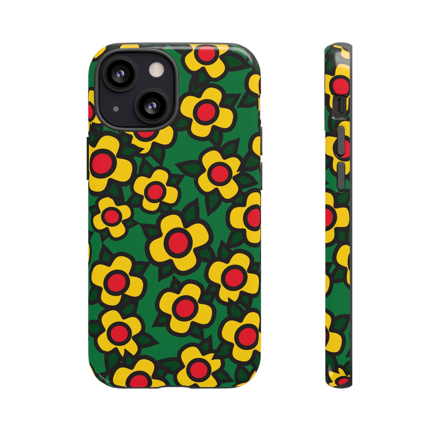 Floral Pop Tough Phone Case — Retro Yellow Red Flower Pattern