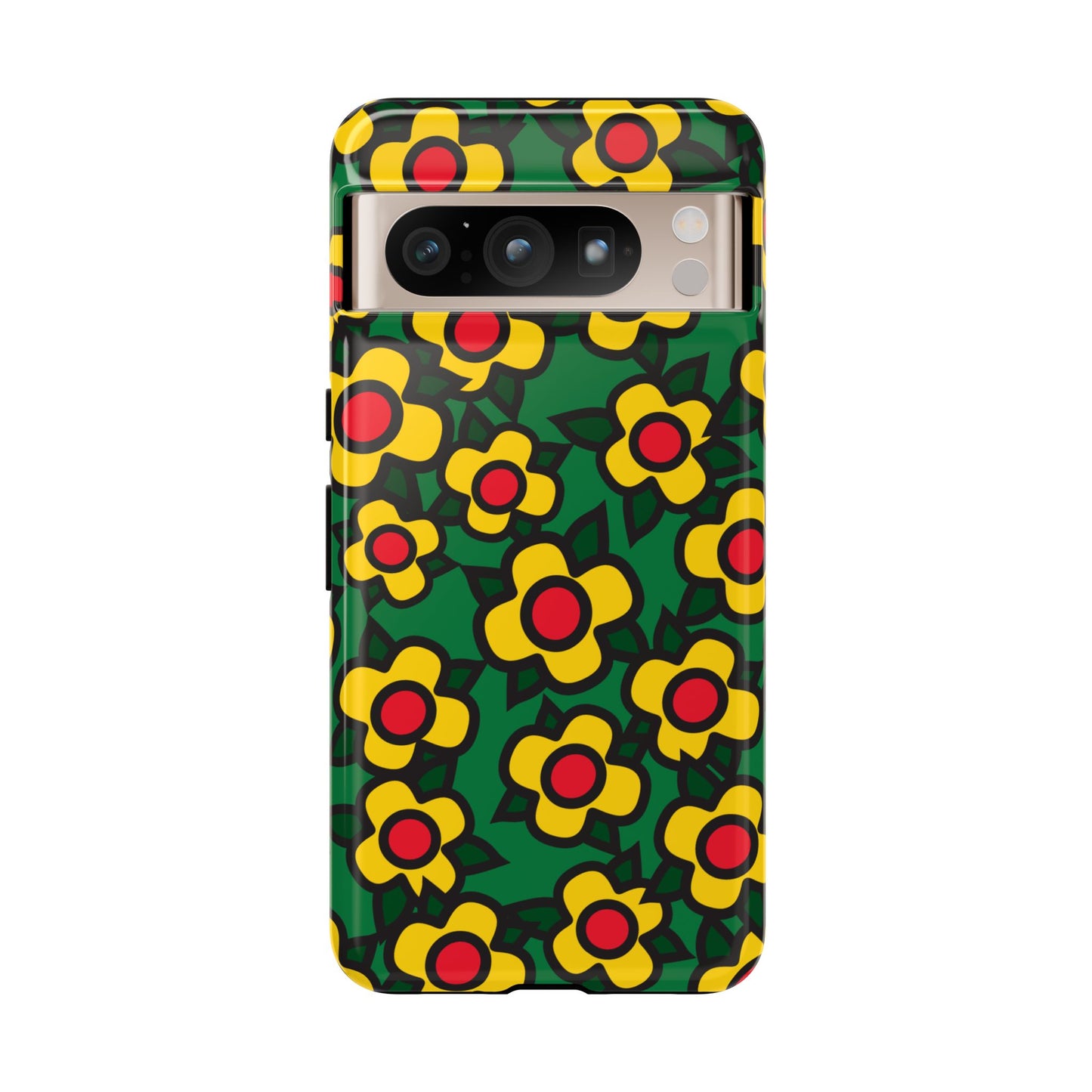 Floral Pop Tough Phone Case — Retro Yellow Red Flower Pattern