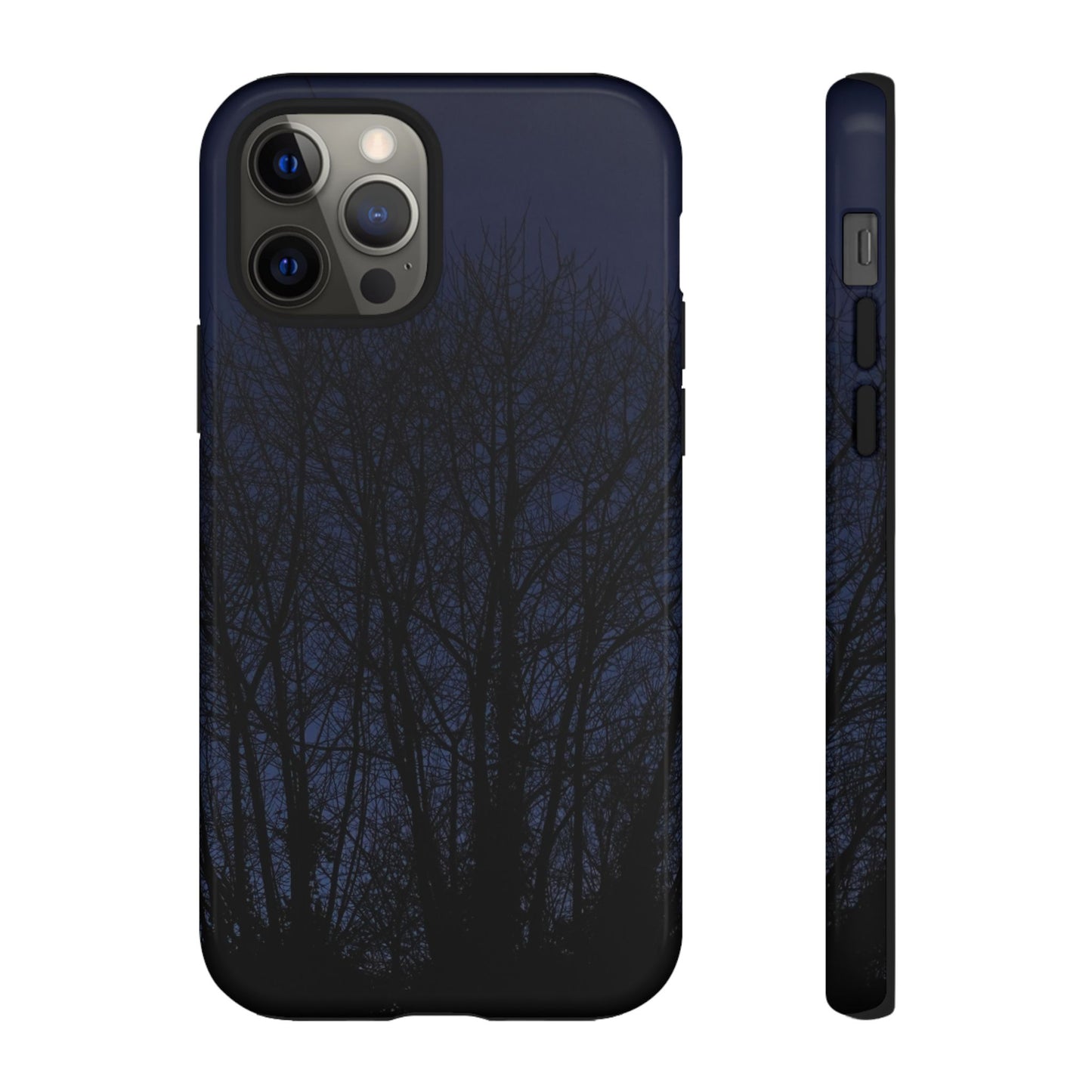 Night Forest Phone Case — Dark Tree Silhouette Protective Tough Case