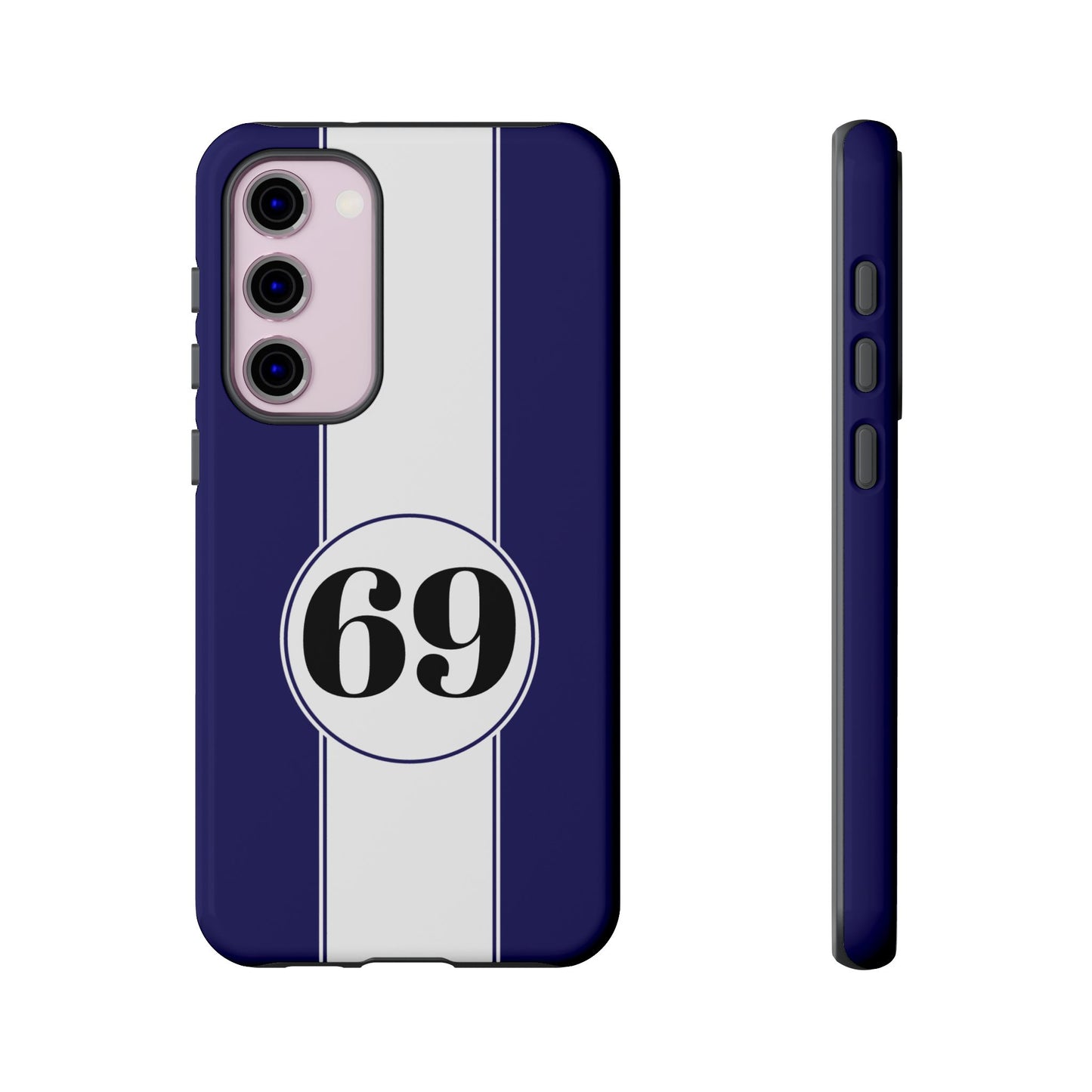 Custom Number Racing Stripe Tough Phone Case for Apple iPhone, Samsung Galaxy and Google Pixel.