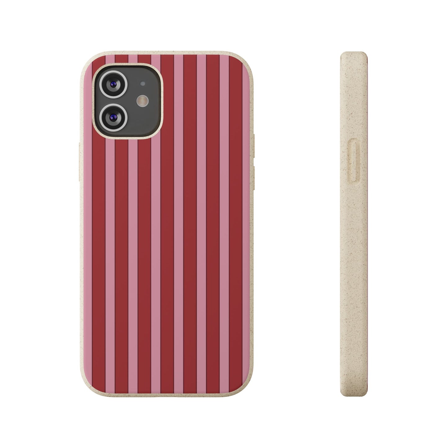 Biodegradable Phone Case — Red Vertical Stripe Eco Protective Cover for Apple iPhone and Samsung Galaxy.