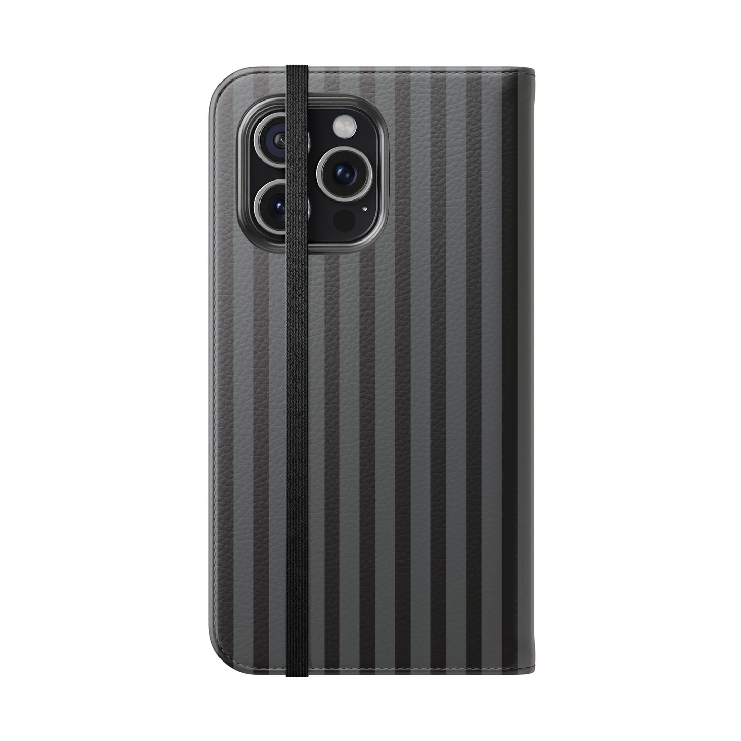 Striped Gray Flip Phone Case — Wallet Flip Case with Card Slots