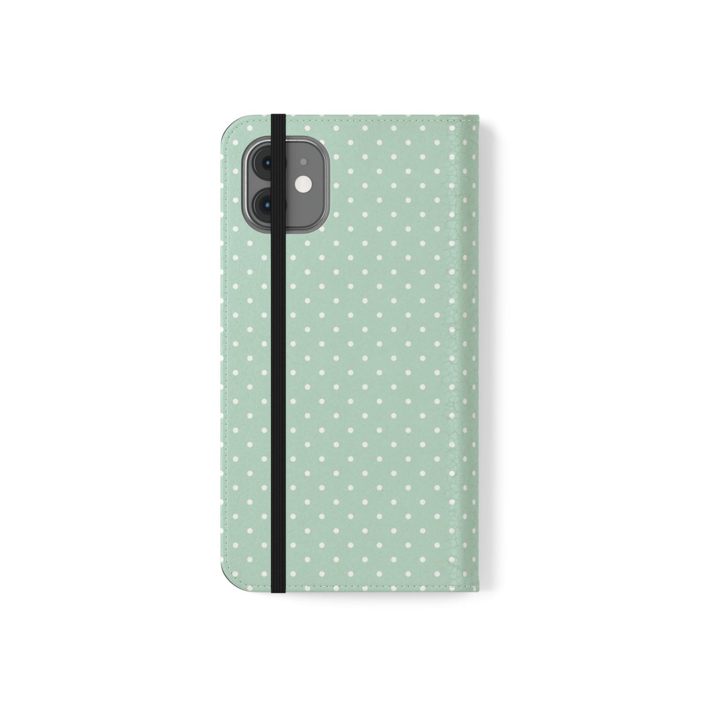 Polka Dot Flip Phone Case — Pastel Green-White Polka Dot Wallet Cover