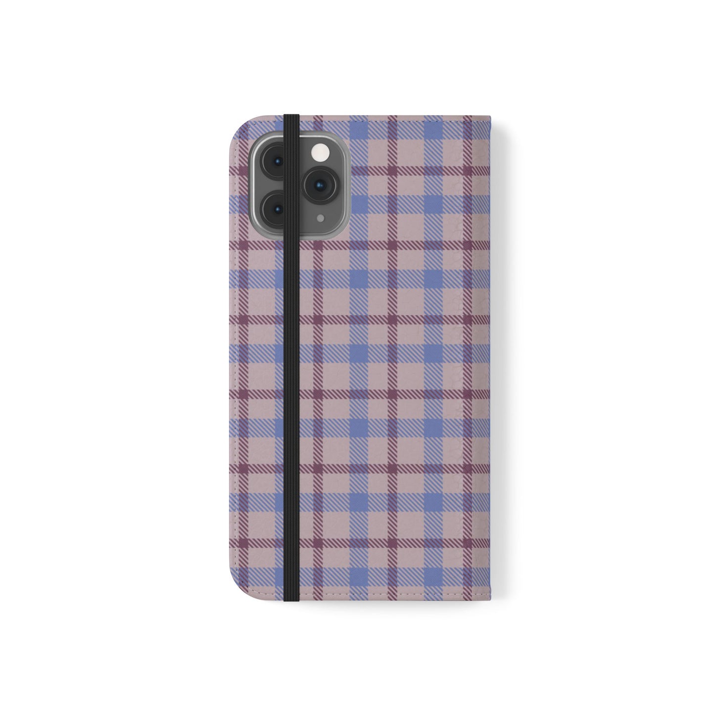 Tartan Flip Phone Case — Blue & Purple Plaid Wallet Cover