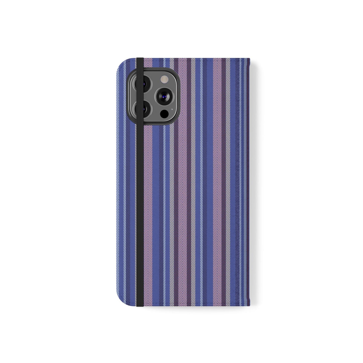 Striped Blue Flip Phone Case — Wallet Folio Phone Cover