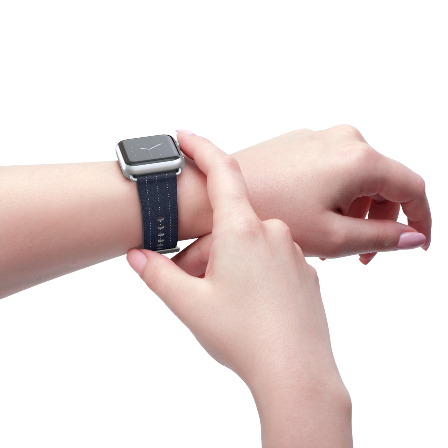 Navy Stitch Leather Watch Band — Classic Apple Watch Strap