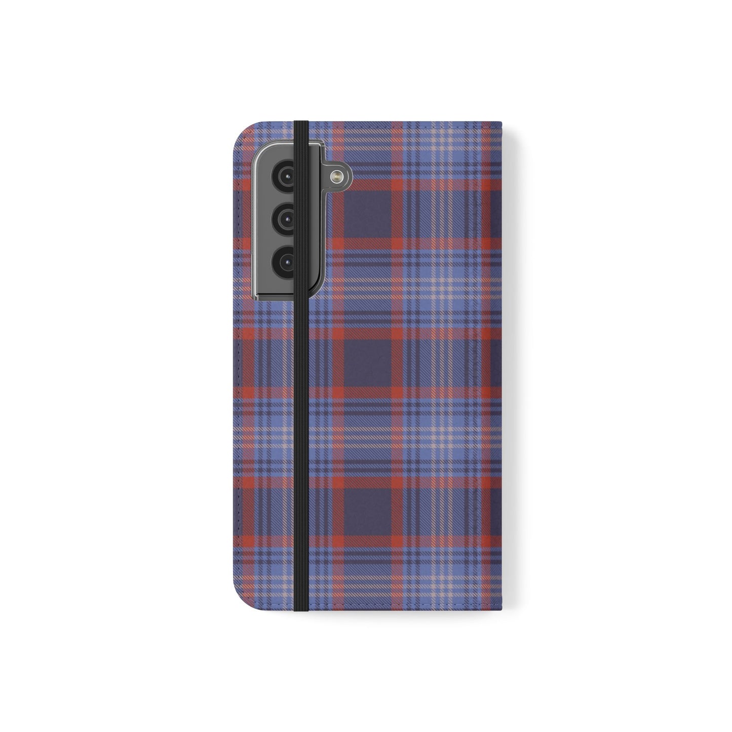 Tartan Flip Phone Case — Red & Purple Plaid Wallet Cover