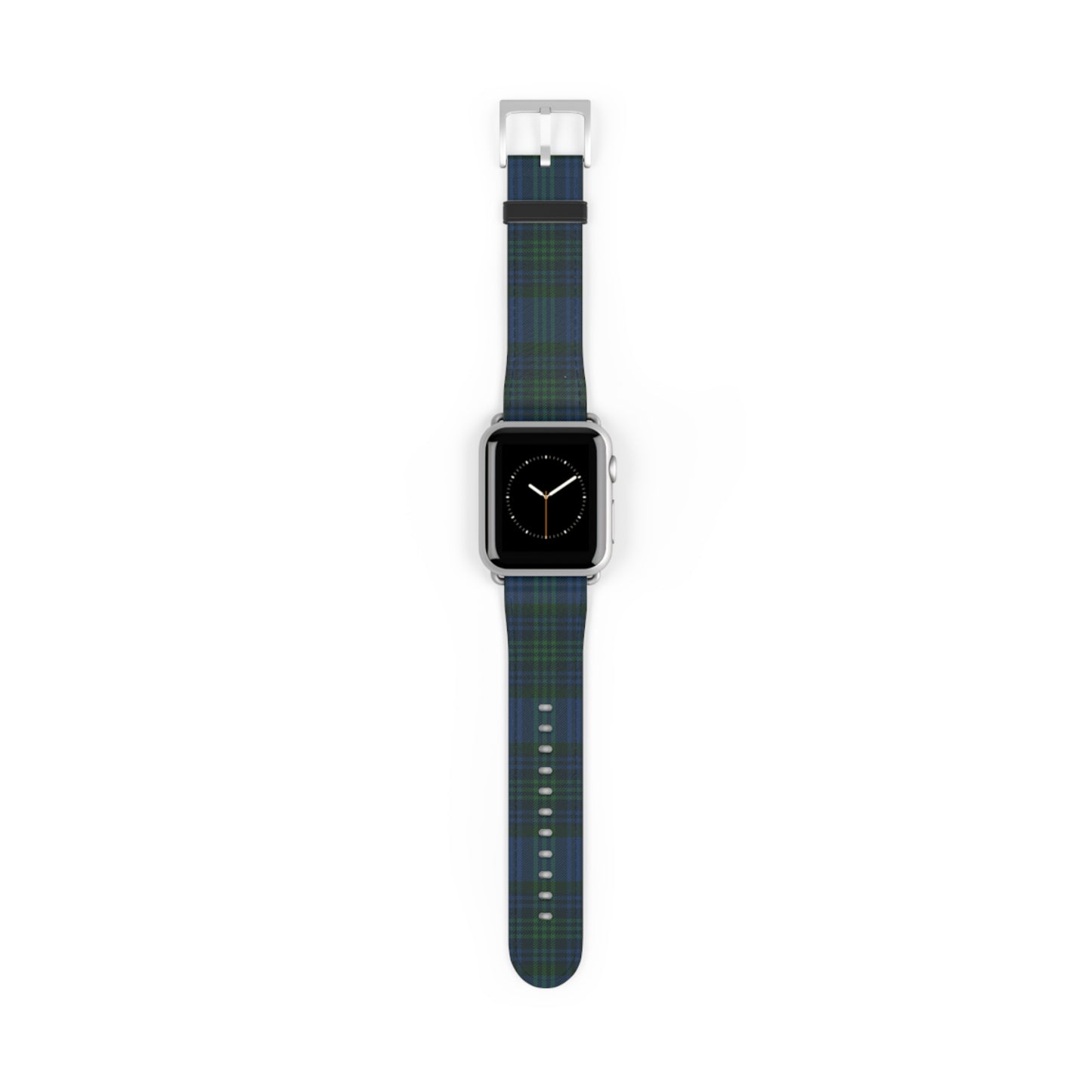 Tartan plaid watch band in classic green and black, Scottish tartan style, for Apple Watch, casual and formal wear