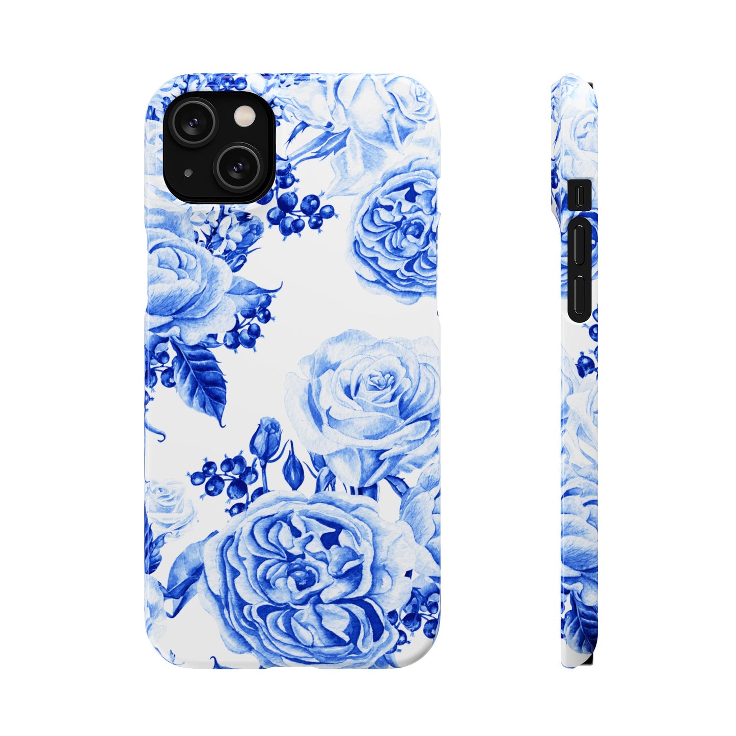 Blue Porcelain Floral Snap Phone Case — Vintage Rose Pattern