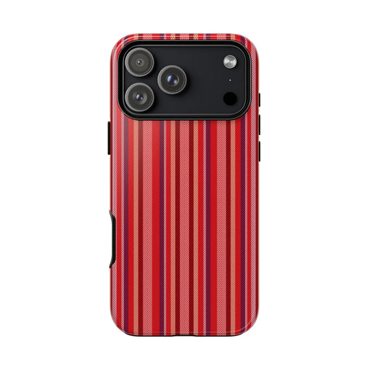 Striped Red Tough Phone Case — Slim Protective Cover