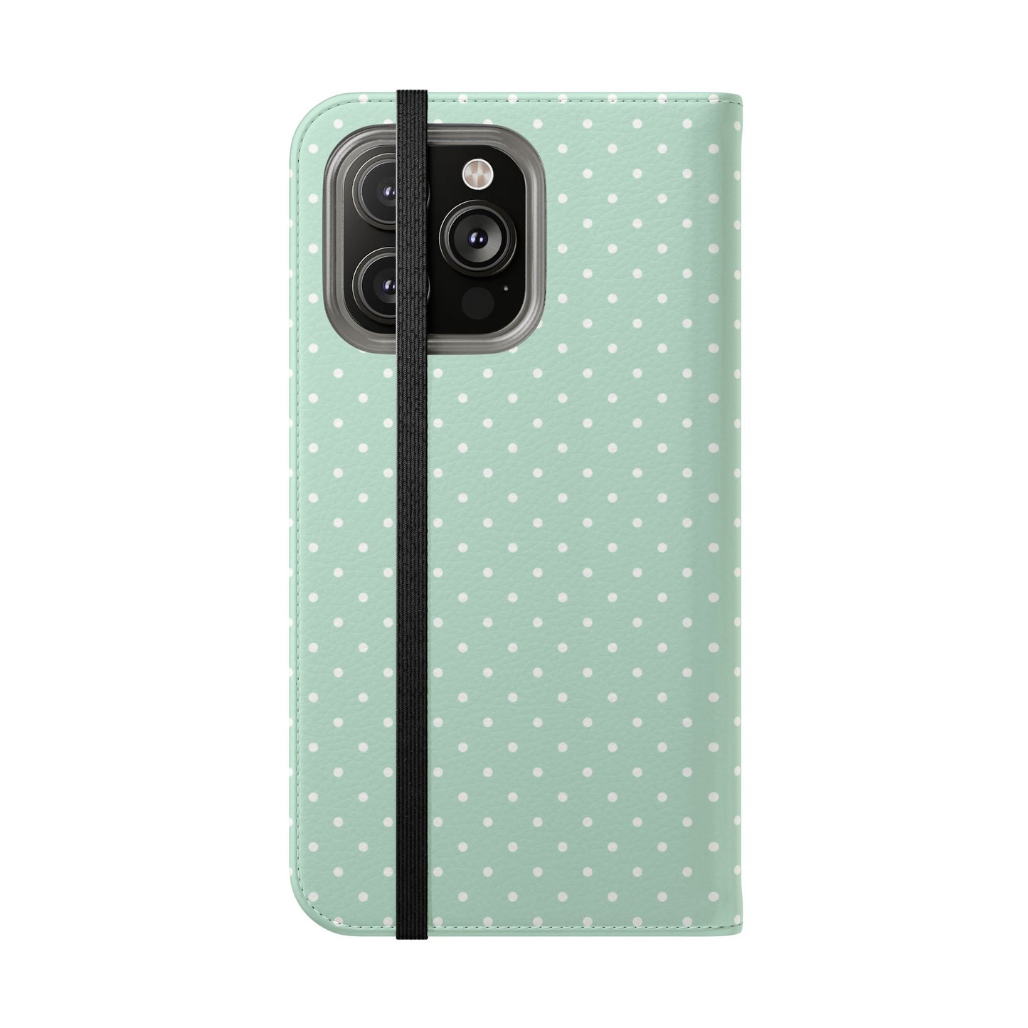 Polka Dot Flip Phone Case — Pastel Green-White Polka Dot Wallet Cover