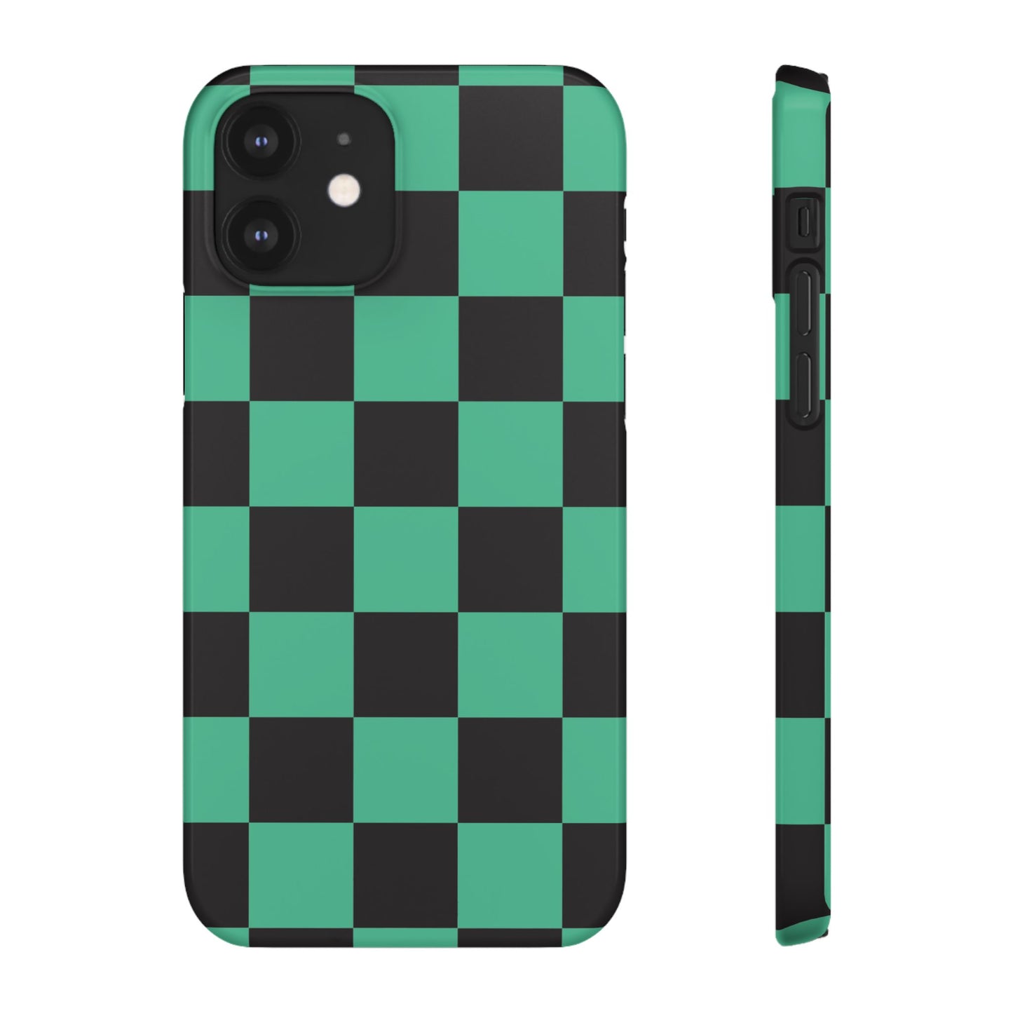Checkered Teal Snap Case — Black & Teal Phone Cover