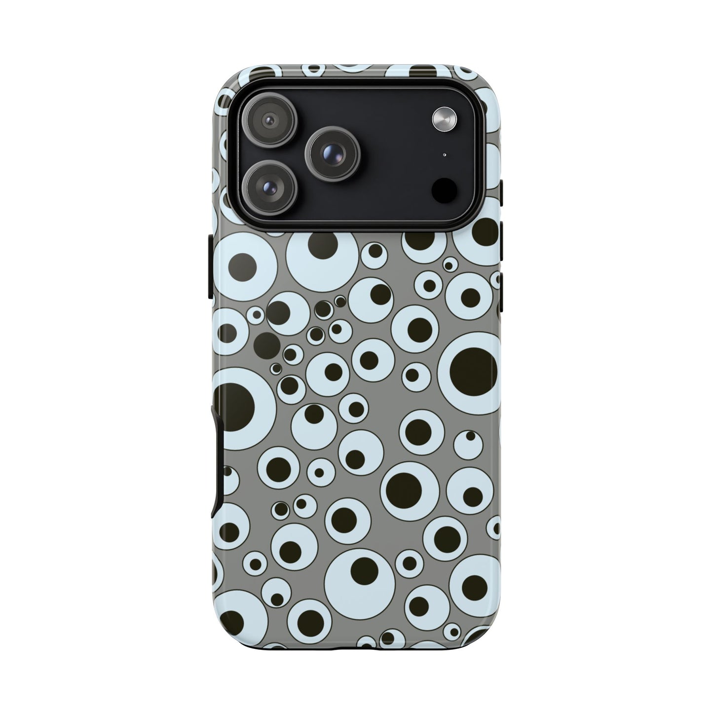 Bubble Pattern Tough Phone Case – Grey Retro Polka-Dot Design