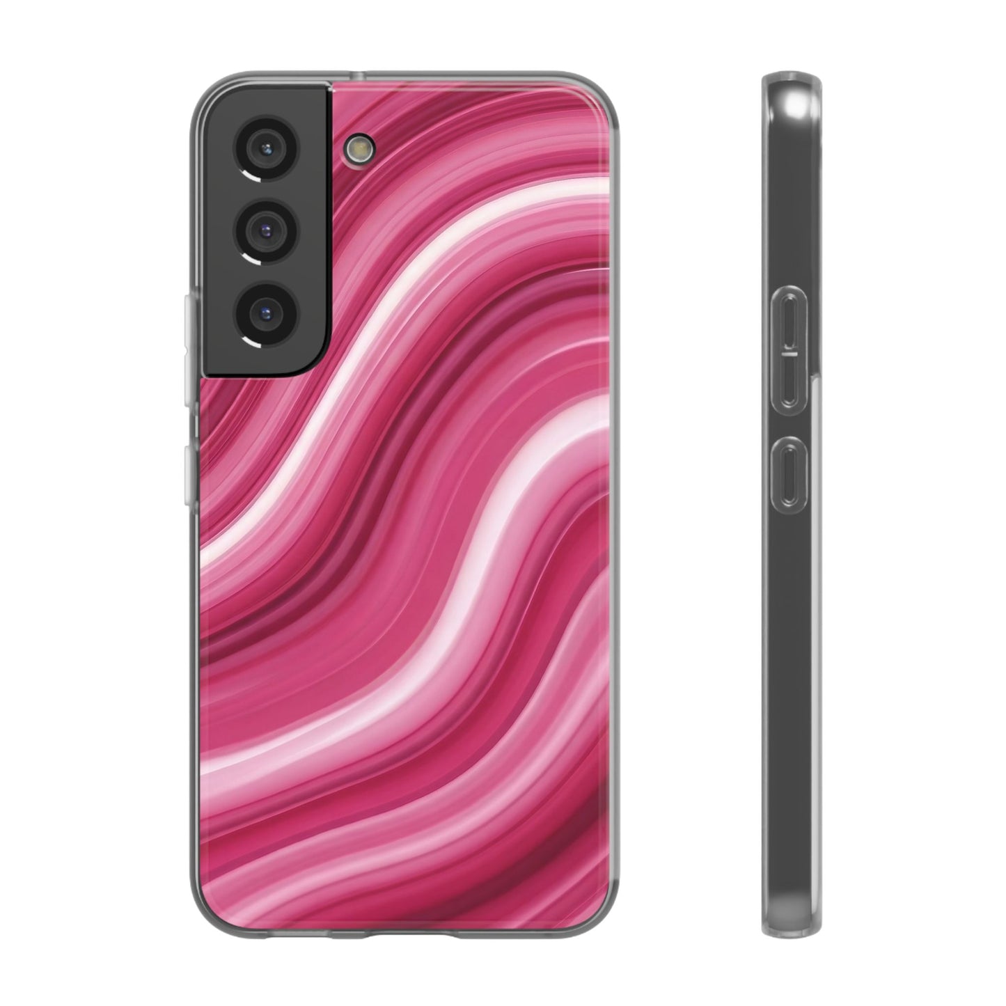 Pink Marble Wave Phone Case — Abstract Swirl Flexi Case for Apple iPhone, Samsung Galaxy.