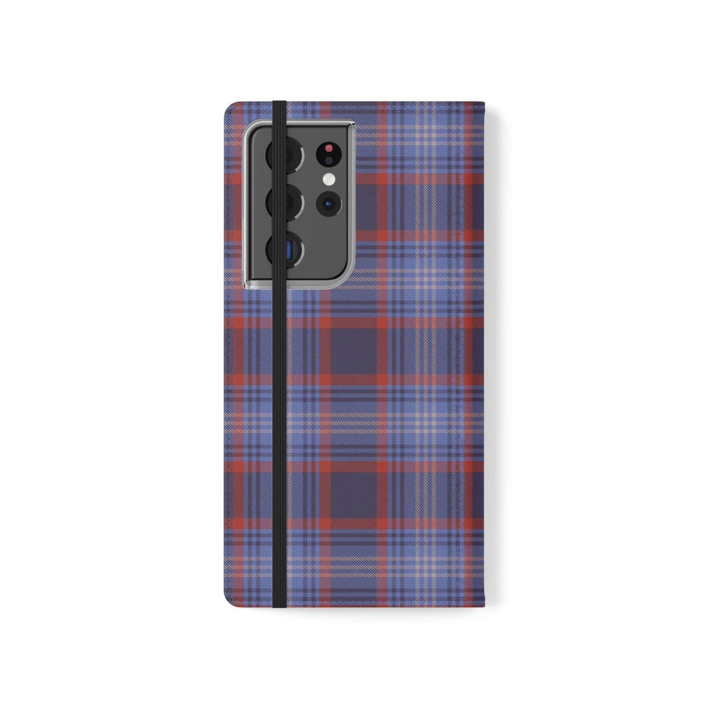 Tartan Flip Phone Case — Red & Purple Plaid Wallet Cover