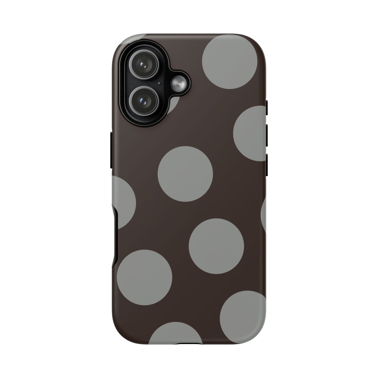 Polka Dot Tough Phone Case – Brown & Gray Retro Dot Protective Cover