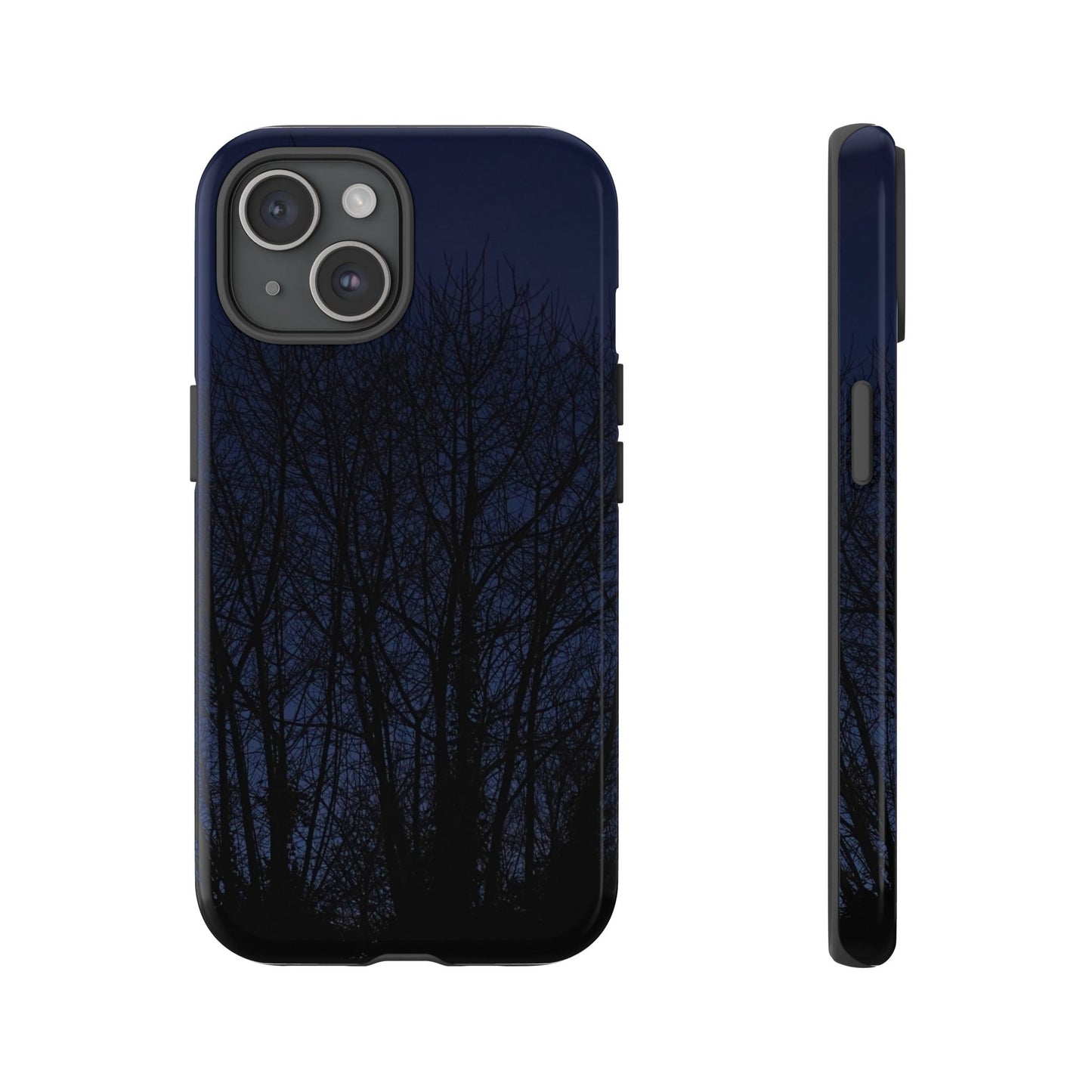 Night Forest Phone Case — Dark Tree Silhouette Protective Tough Case