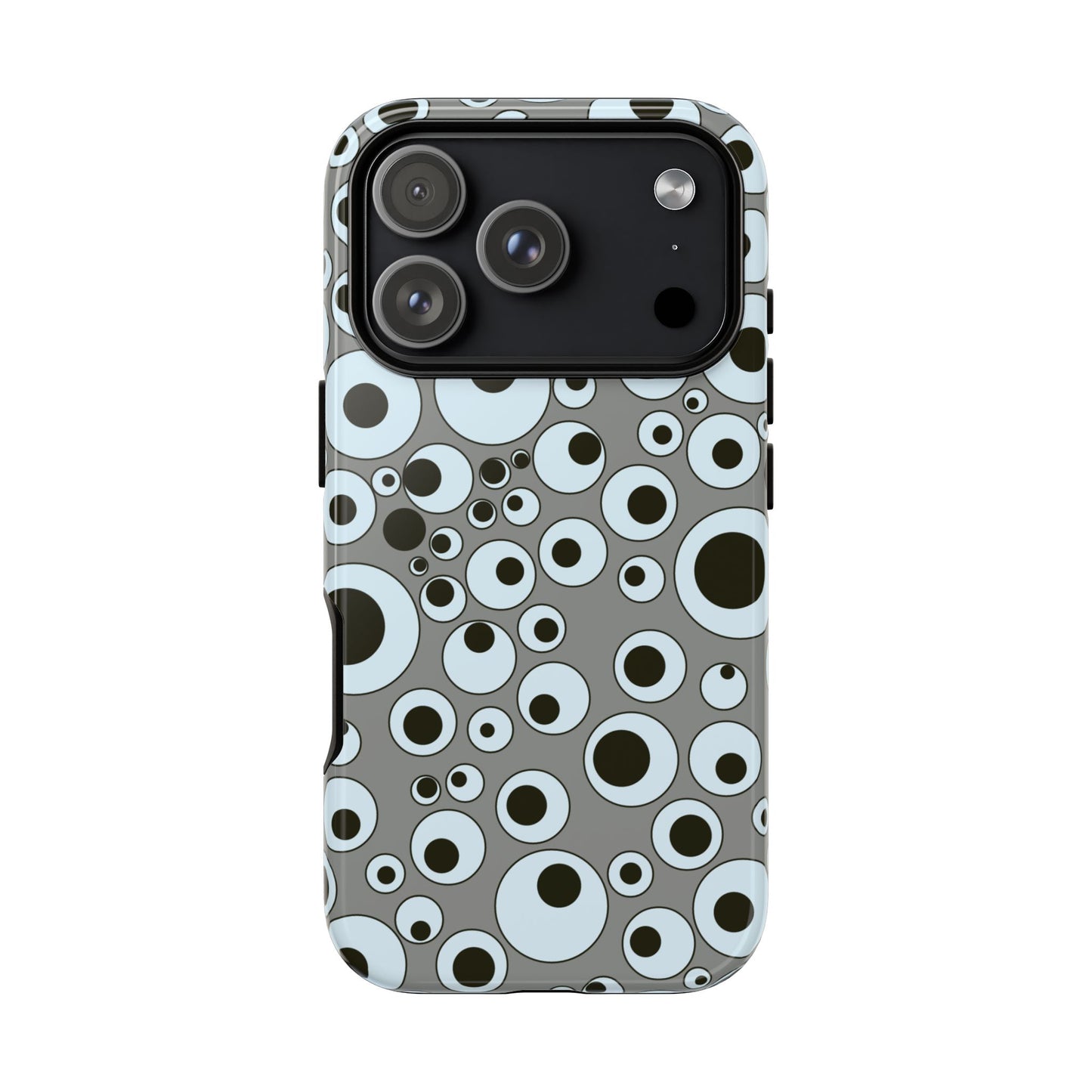 Bubble Pattern Tough Phone Case – Grey Retro Polka-Dot Design