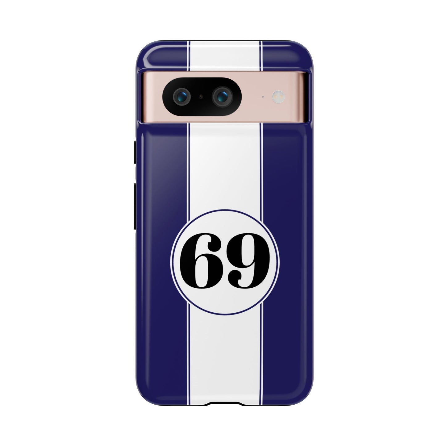 Custom Number Racing Stripe Tough Phone Case for Apple iPhone, Samsung Galaxy and Google Pixel.