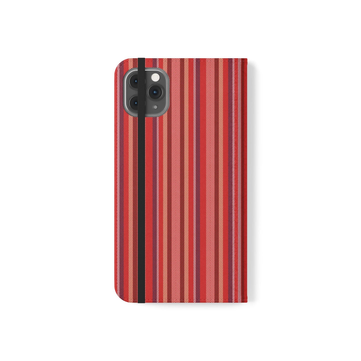 Red Stripe Flip Phone Case – Protective Wallet Folio with Card Slots