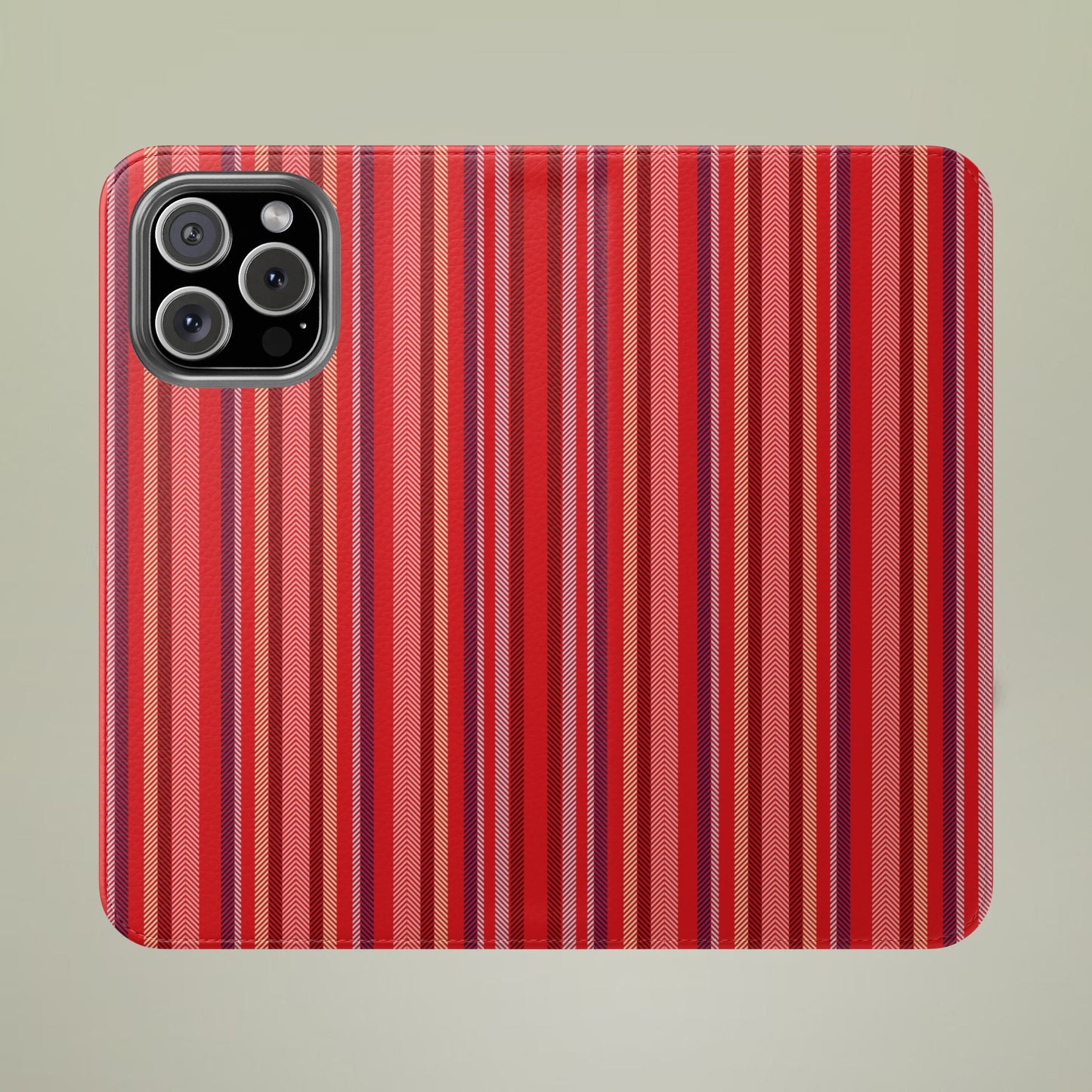 Red Stripe Flip Phone Case – Protective Wallet Folio with Card Slots