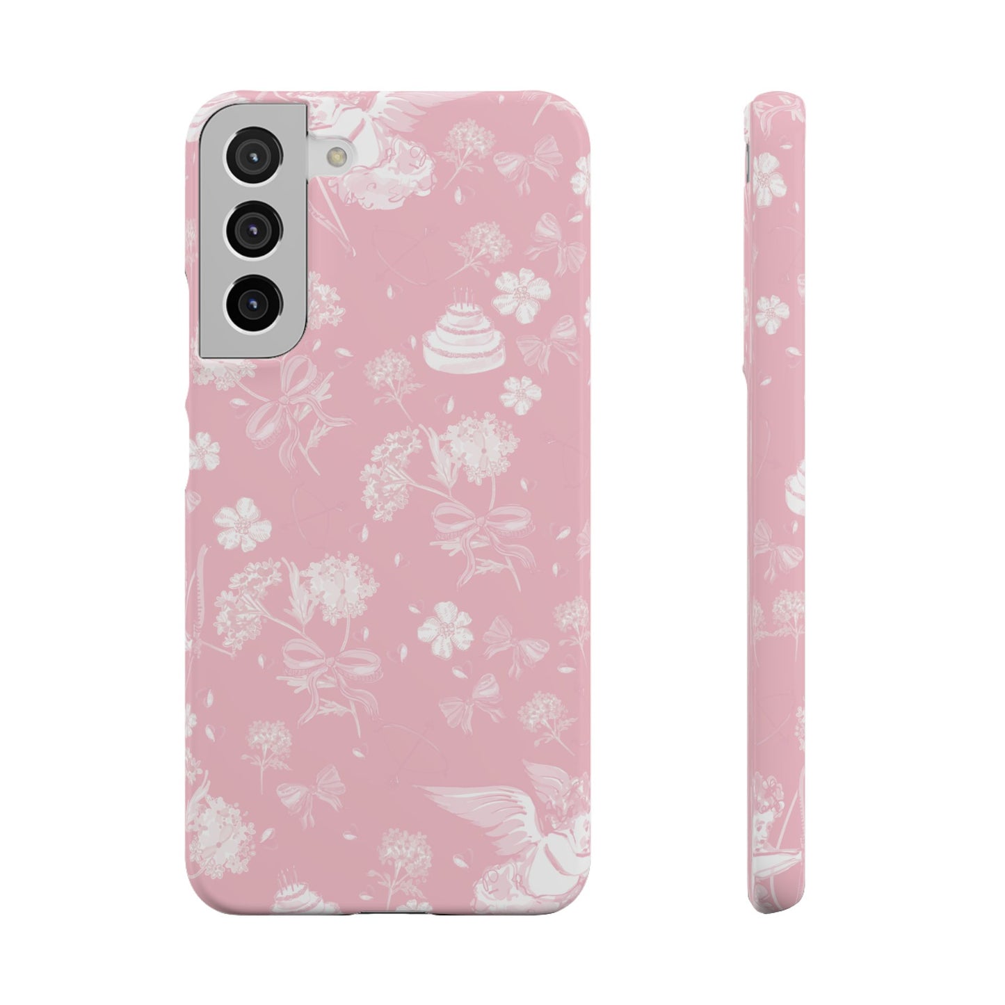 Pink Floral Slim Phone Case for Apple iPhone, Samsung Galaxy and Google Pixel.