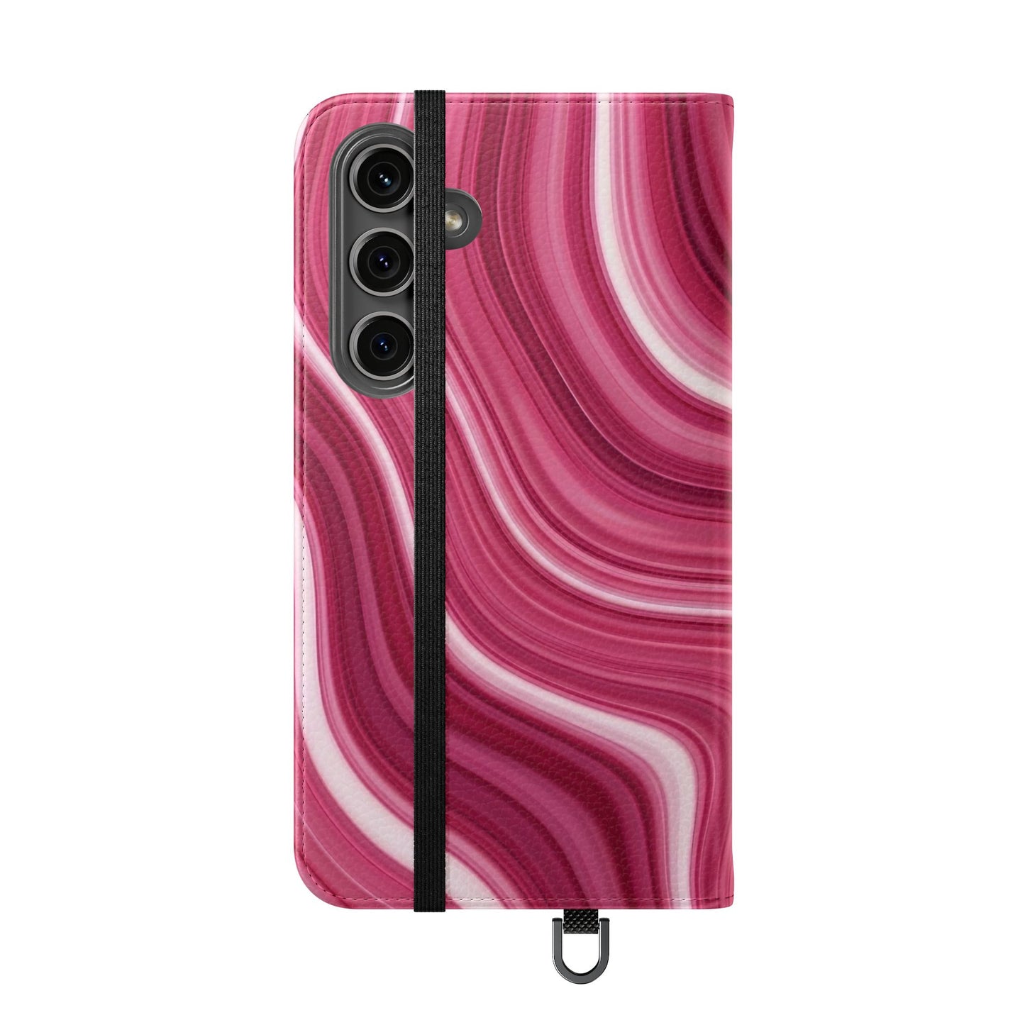 Pink Marble Swirl Flip Case — Wallet Phone Cover with Card Slots