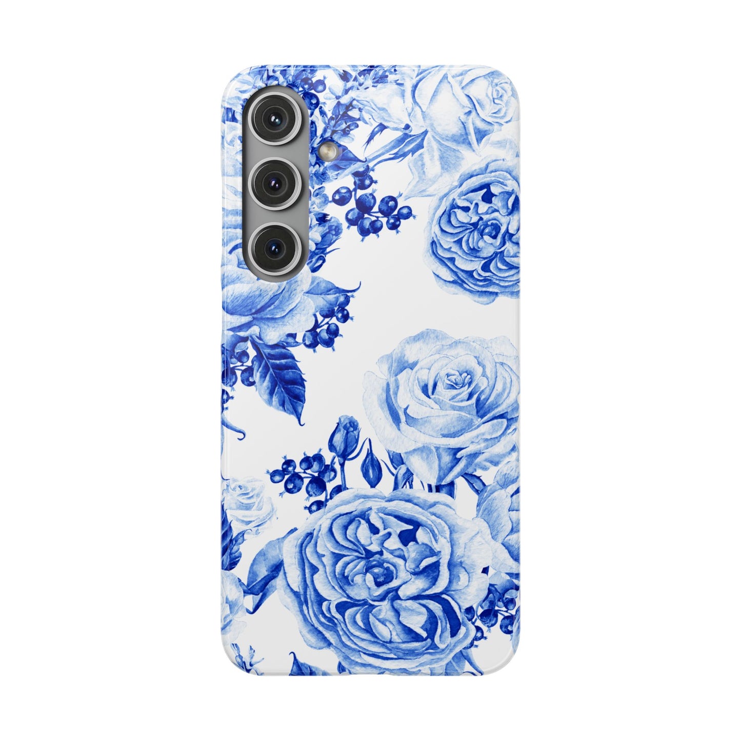 Blue Porcelain Floral Snap Phone Case — Vintage Rose Pattern