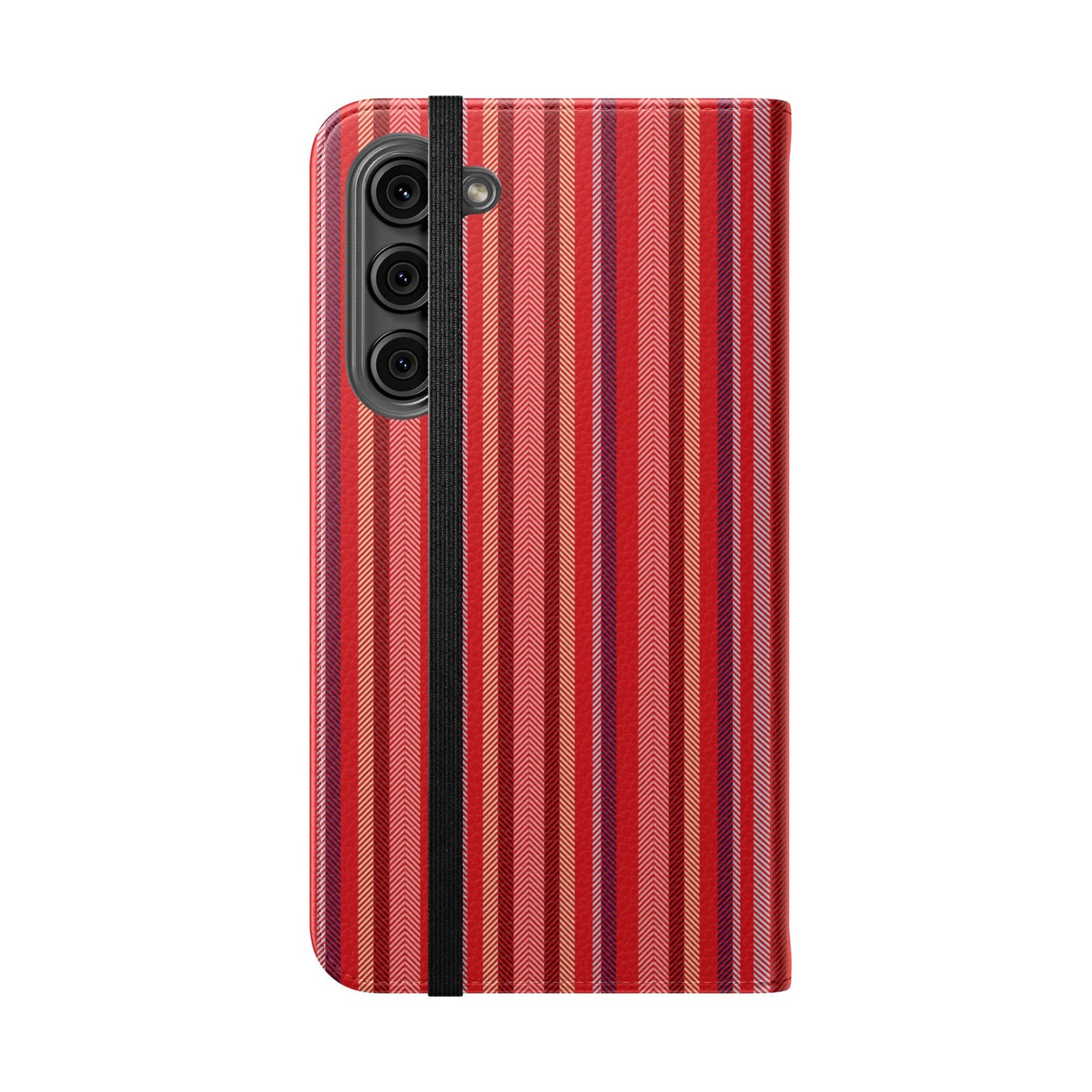 Red Stripe Flip Phone Case – Protective Wallet Folio with Card Slots