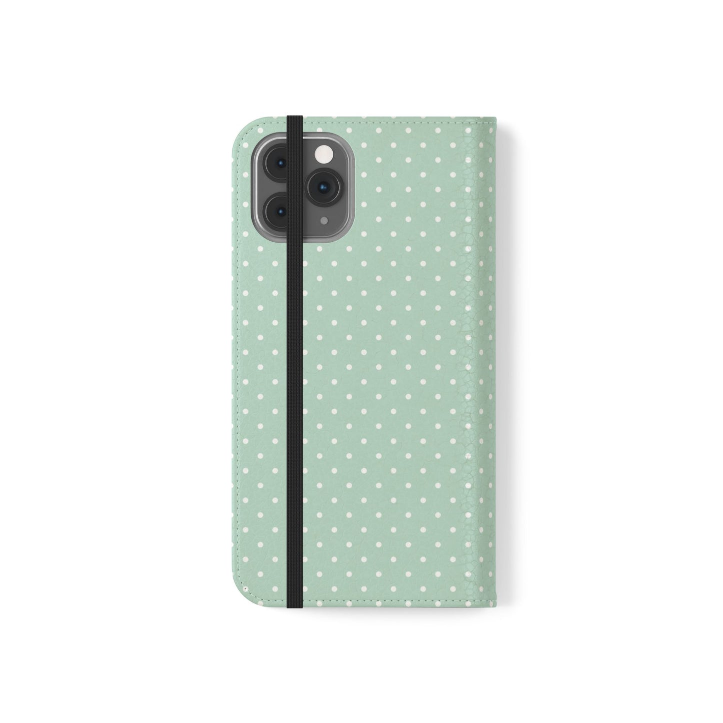 Polka Dot Flip Phone Case — Pastel Green-White Polka Dot Wallet Cover