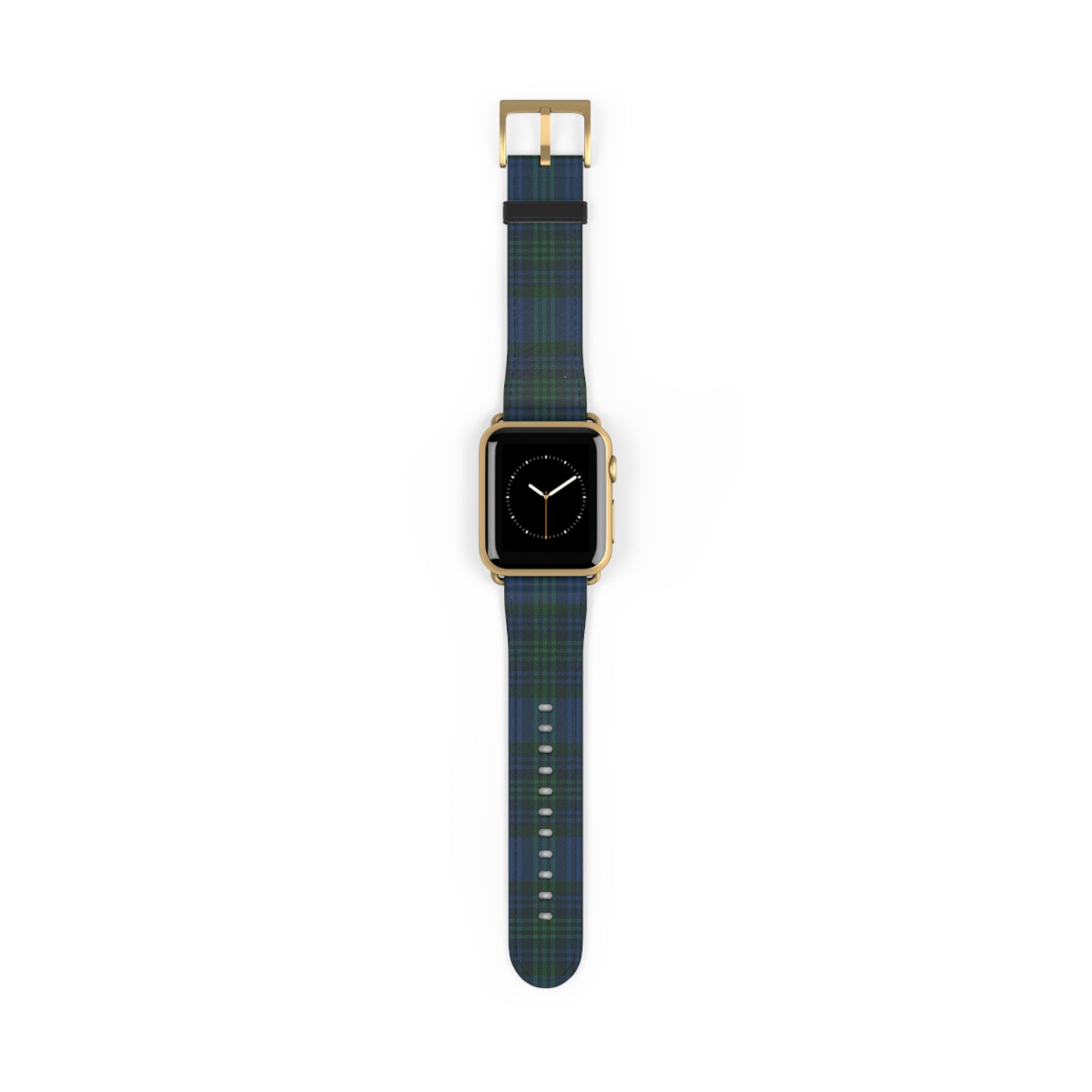 Tartan plaid watch band in classic green and black, Scottish tartan style, for Apple Watch, casual and formal wear