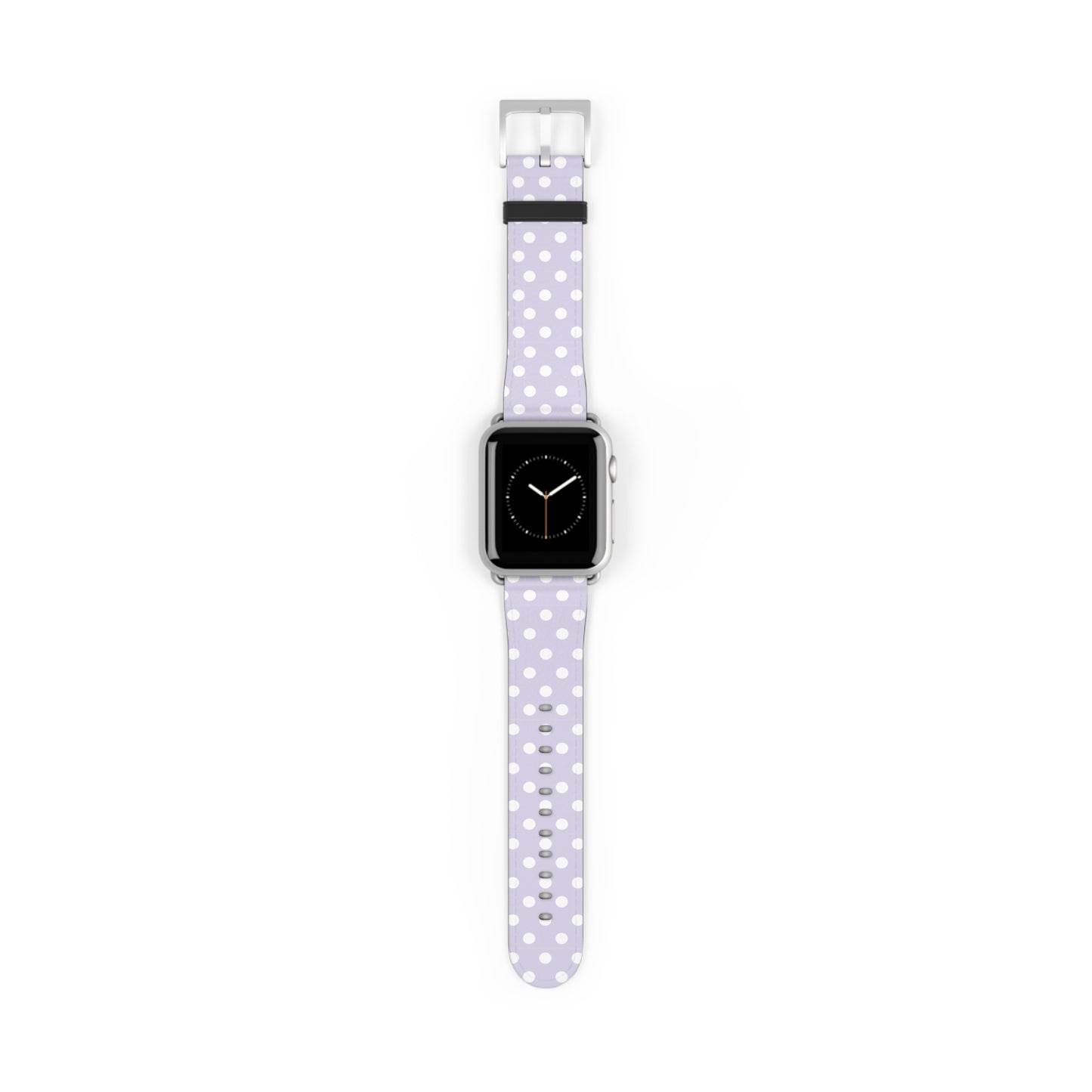apple watch band in lavender polka dot faux leather, cute watch band for women, pastel spring accessory
