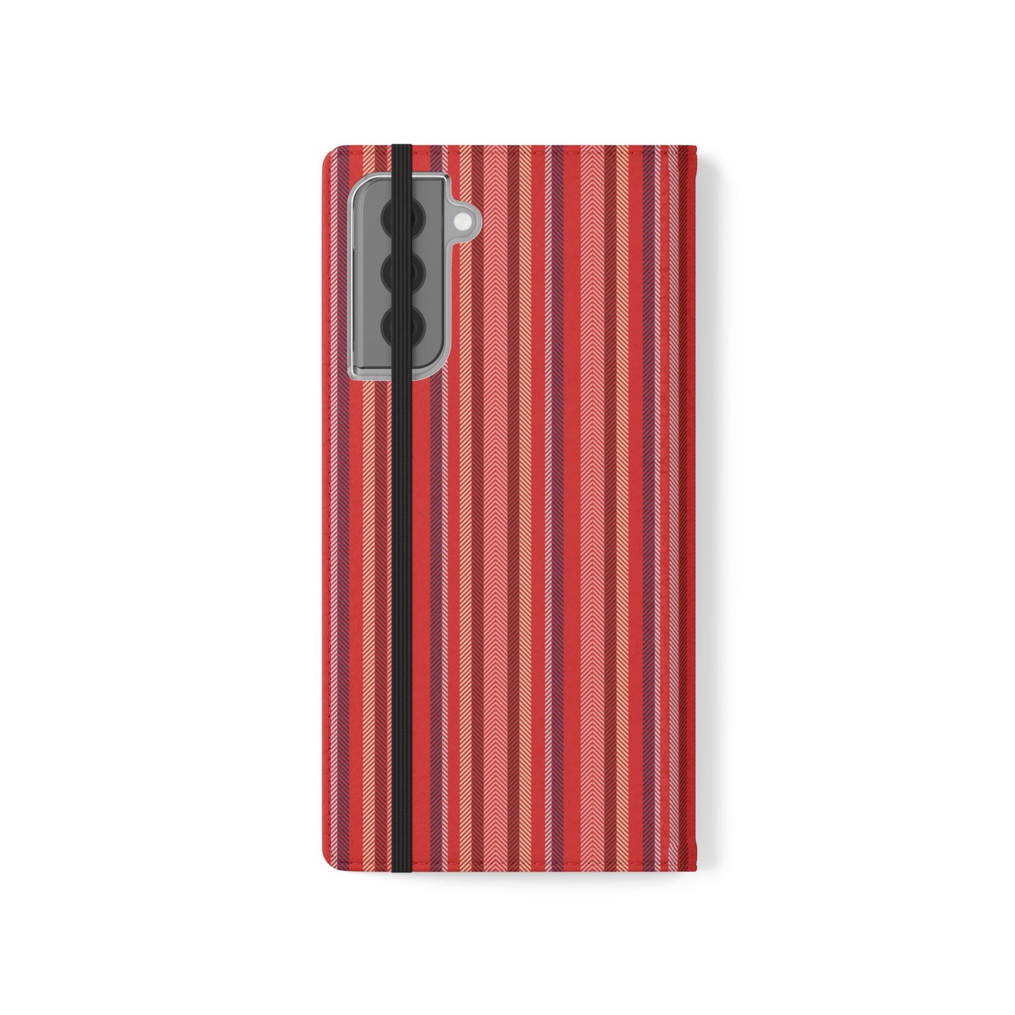 Red Stripe Flip Phone Case – Protective Wallet Folio with Card Slots