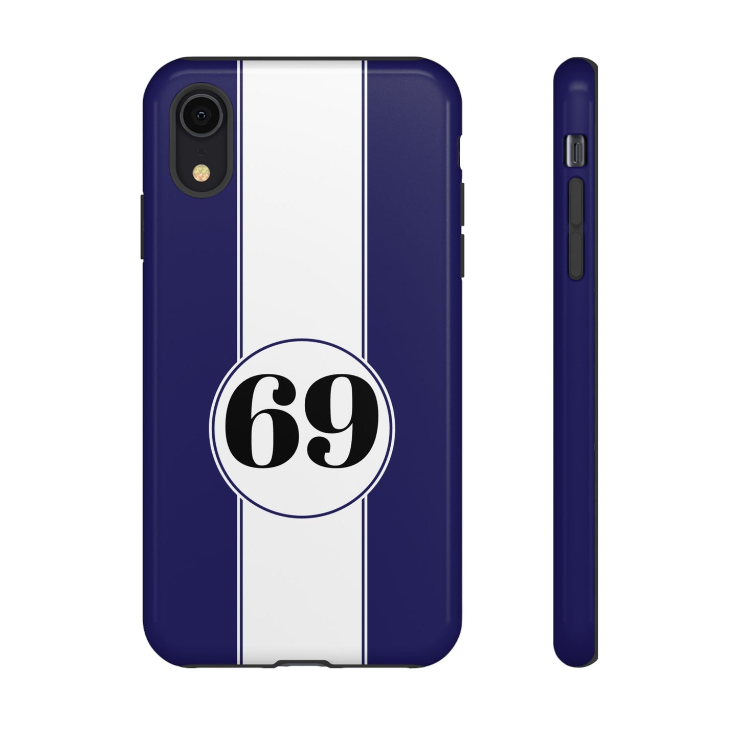 Custom Number Racing Stripe Tough Phone Case for Apple iPhone, Samsung Galaxy and Google Pixel.