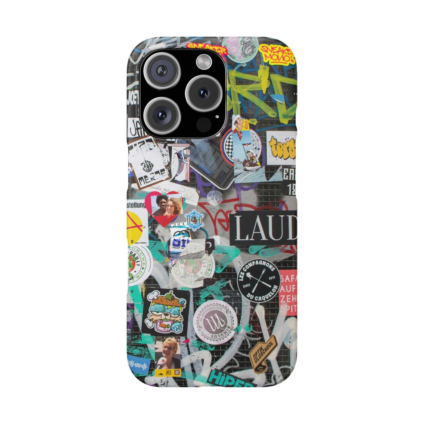 Sticker Bomb Personalised Graffiti Slim Phone Case for Apple iPhone, Samsung Galaxy and Google Pixel.